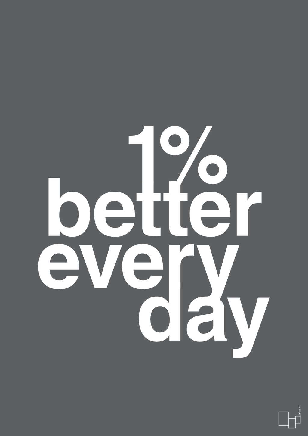 plakat: 1 percent better everyday - graphic charcoal-Fitness-A1two3