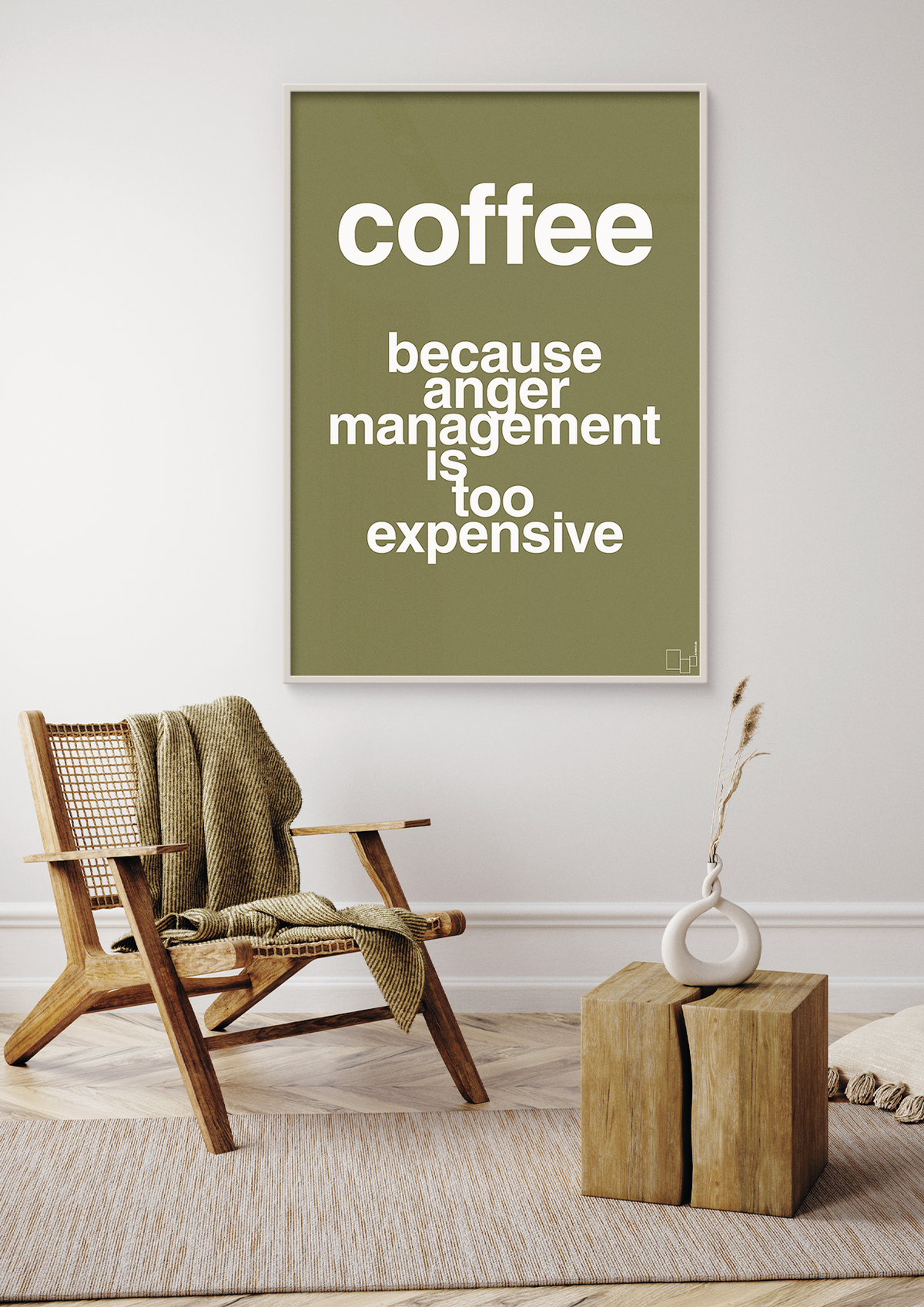plakat: coffee because anger management is too expensive - graphic charcoal-Kaffe-A1two3