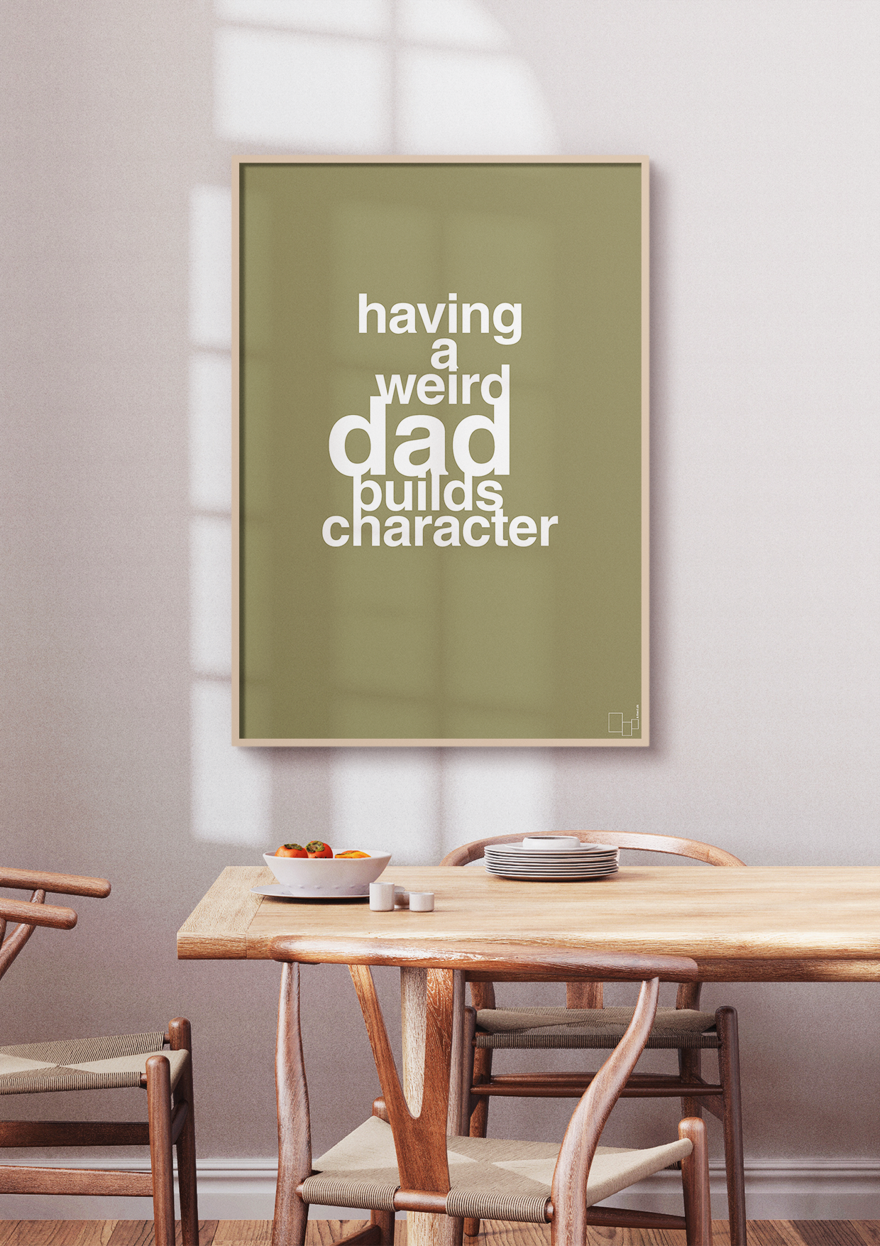 plakat: having a weird dad builds character - graphic charcoal-Familie-A1two3