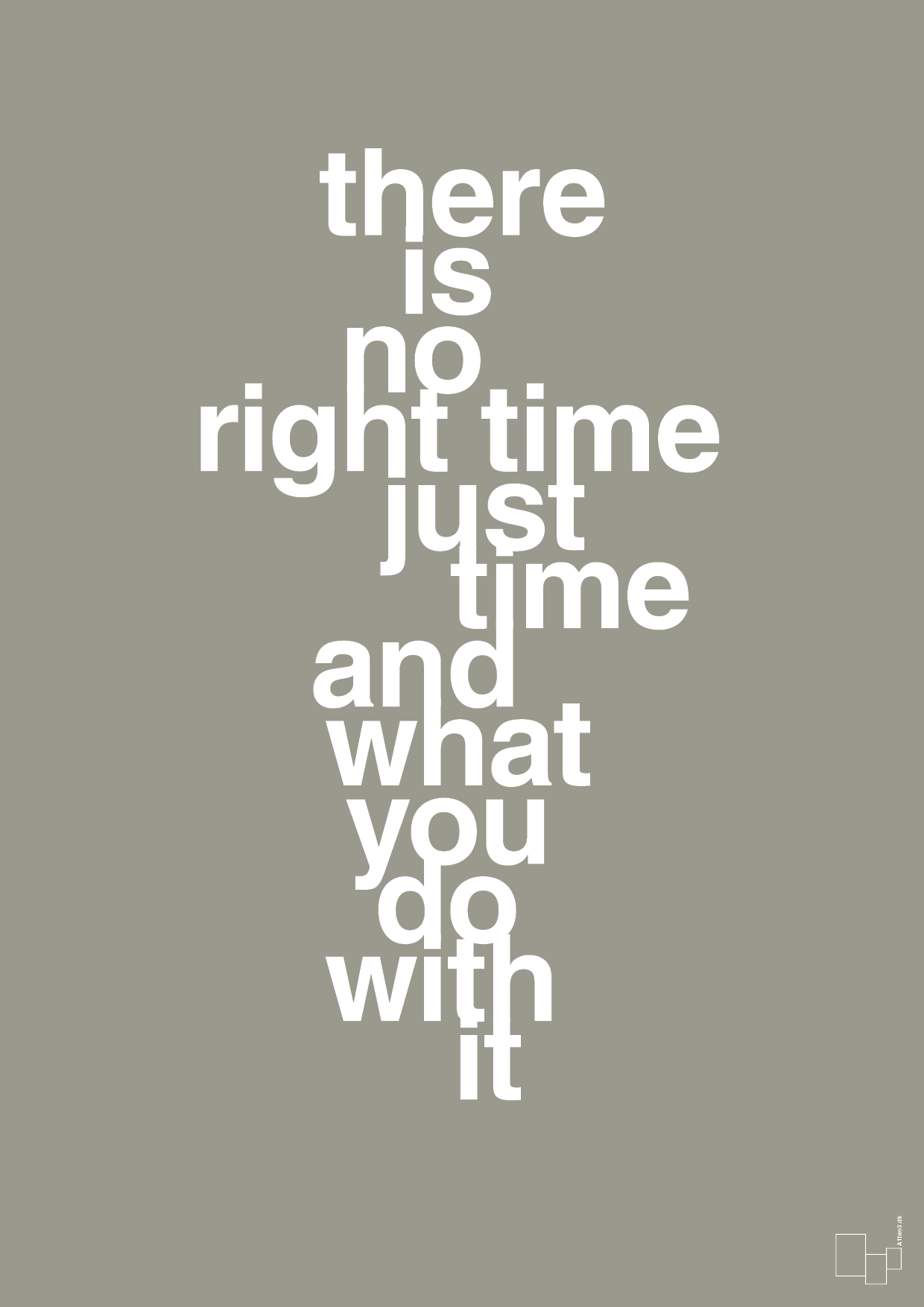 plakat: there is no right time just time and what you do with it - battleship gray-Livet-A1two3