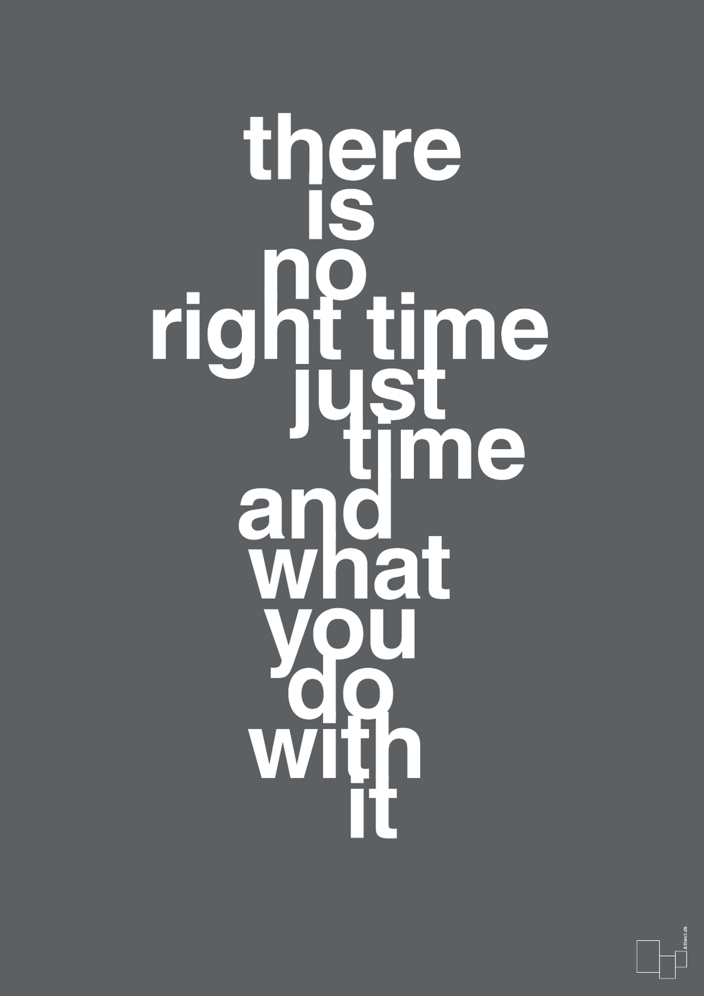 plakat: there is no right time just time and what you do with it - graphic charcoal-Livet-A1two3