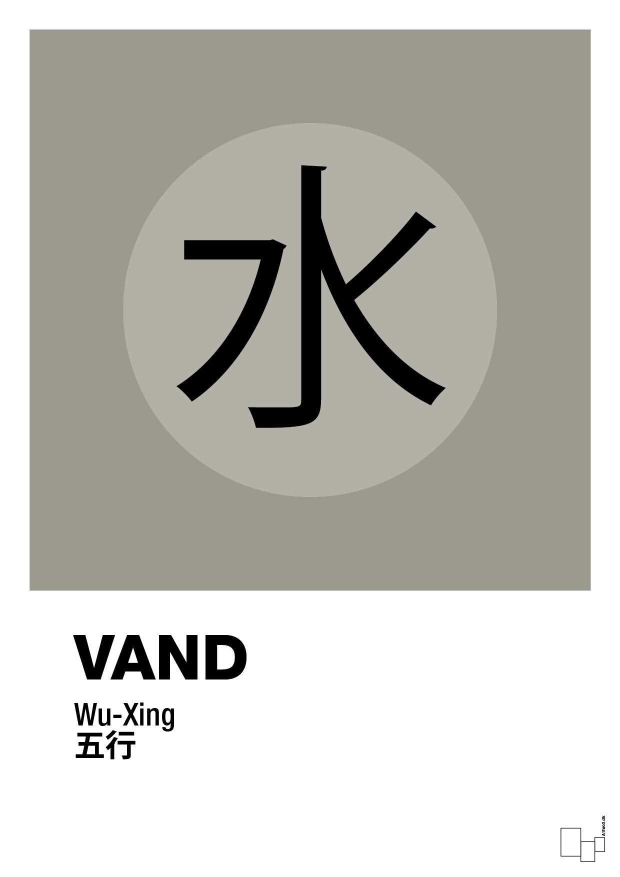 plakat: de fem faser - vand - battleship gray-Alternativ-A1two3
