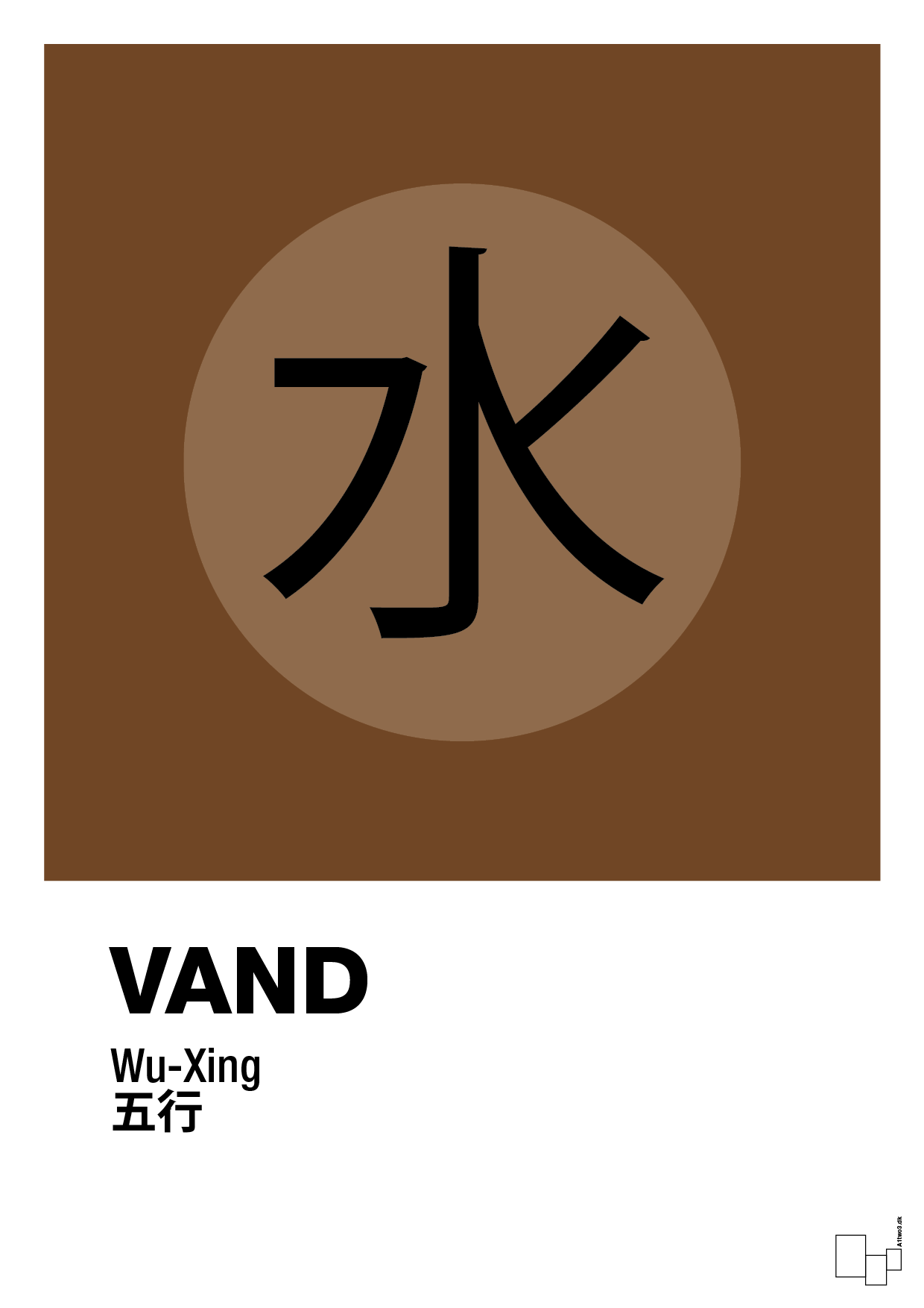 plakat: de fem faser - vand - dark brown-Alternativ-A1two3