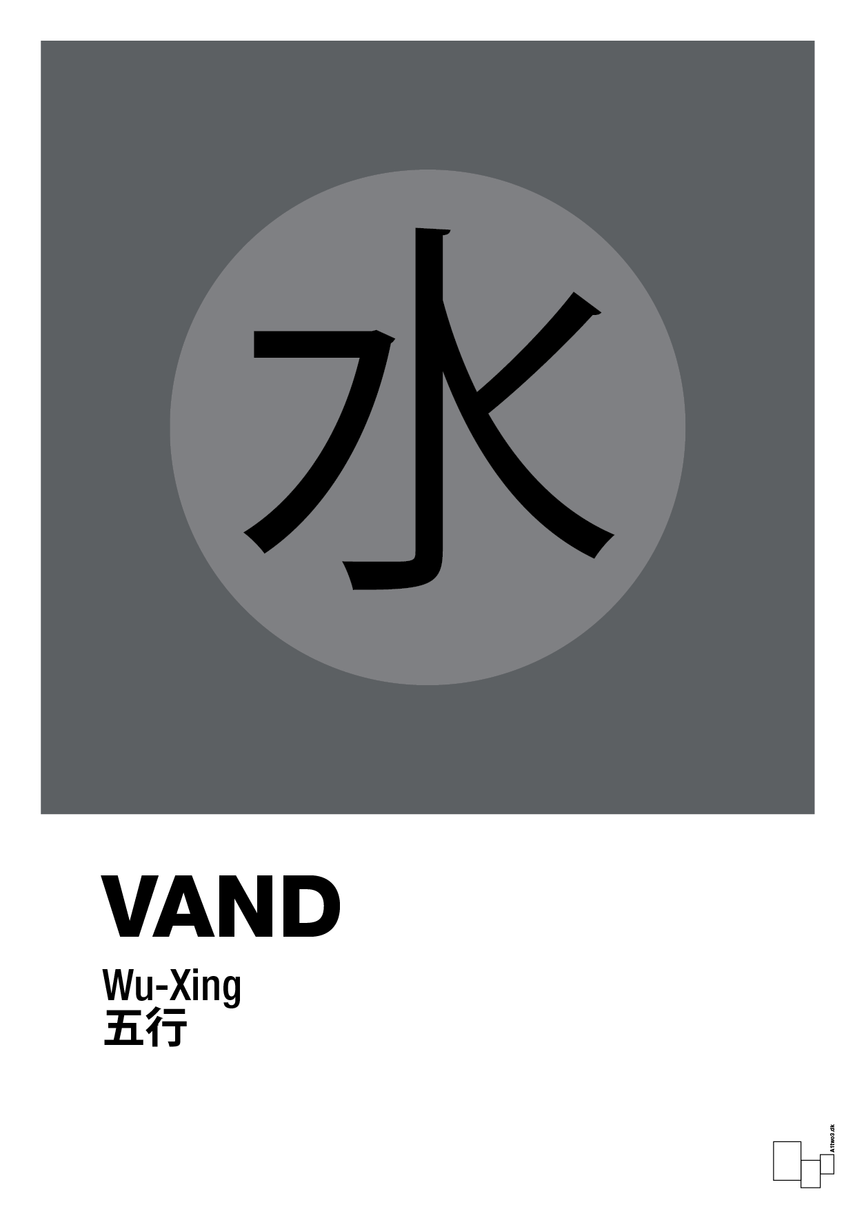 plakat: de fem faser - vand - graphic charcoal-Alternativ-A1two3