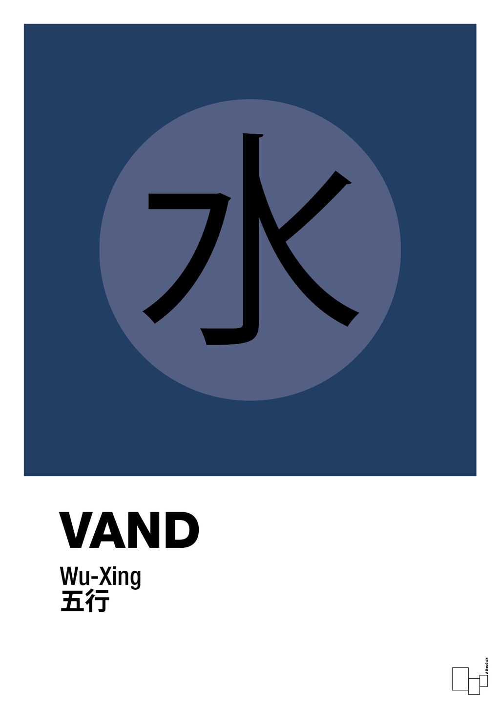 plakat: de fem faser - vand - lapis blue-Alternativ-A1two3
