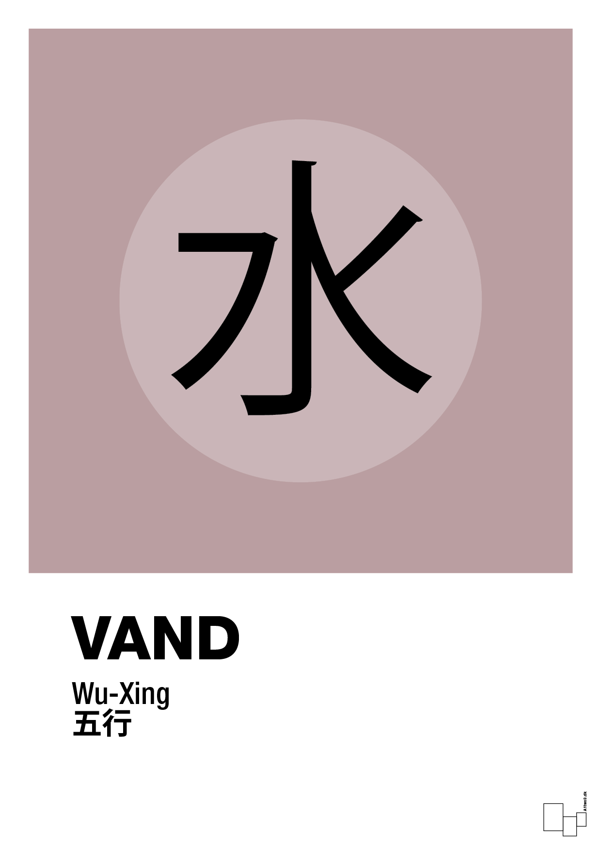 plakat: de fem faser - vand - light rose-Alternativ-A1two3