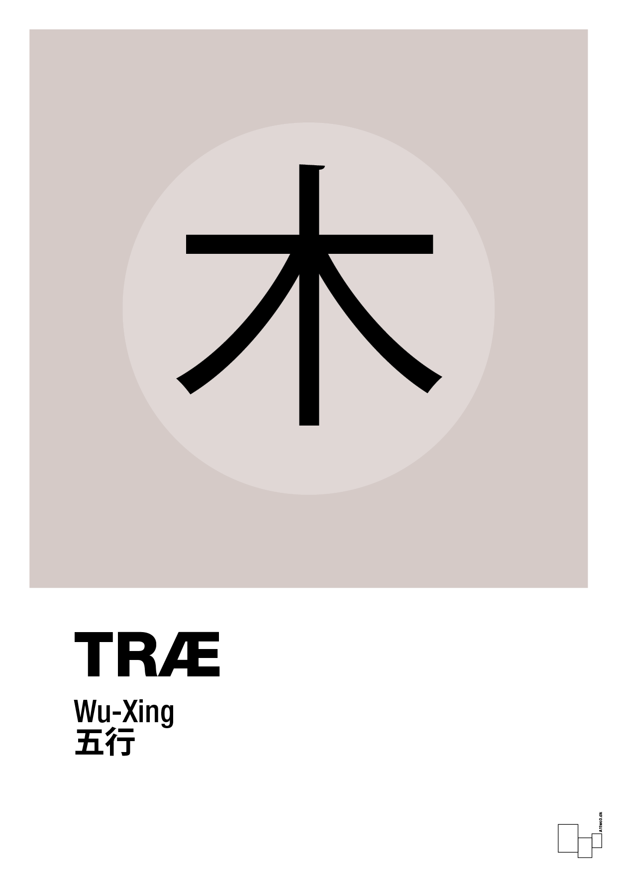 plakat: de fem faser - træ - broken beige-Alternativ-A1two3