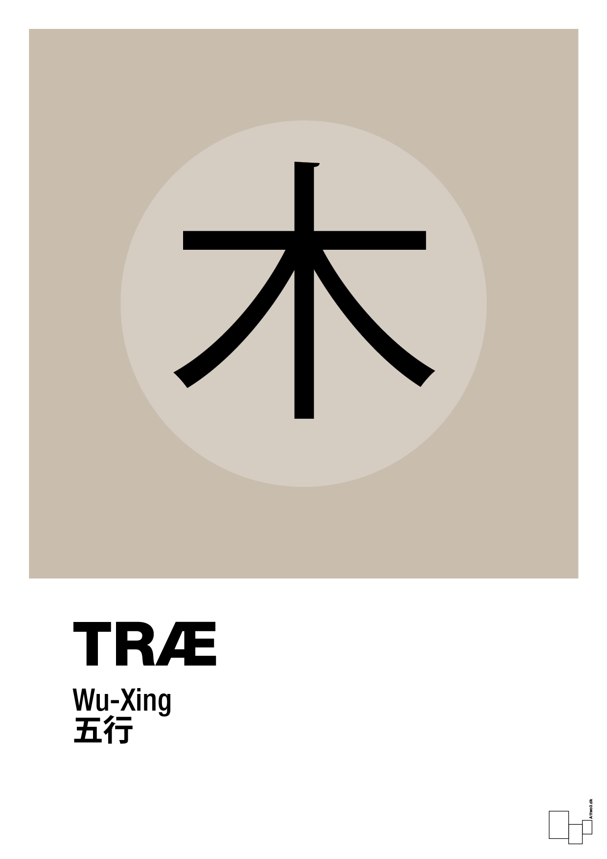 plakat: de fem faser - træ - creamy mushroom-Alternativ-A1two3