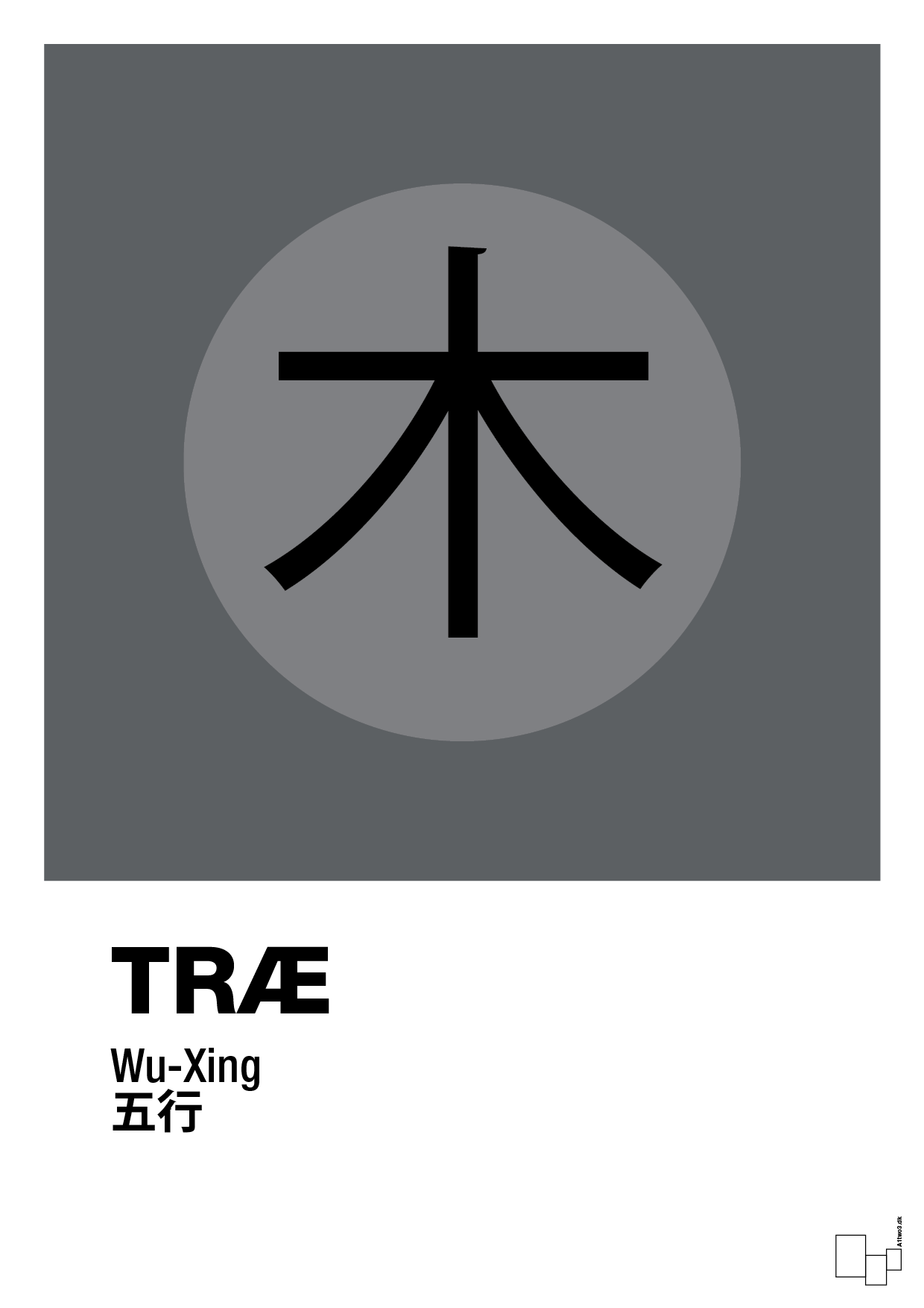 plakat: de fem faser - træ - graphic charcoal-Alternativ-A1two3