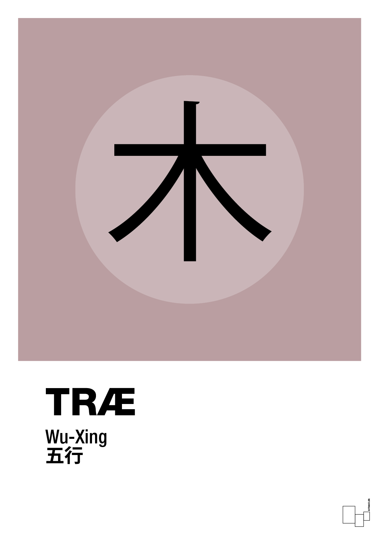 plakat: de fem faser - træ - light rose-Alternativ-A1two3