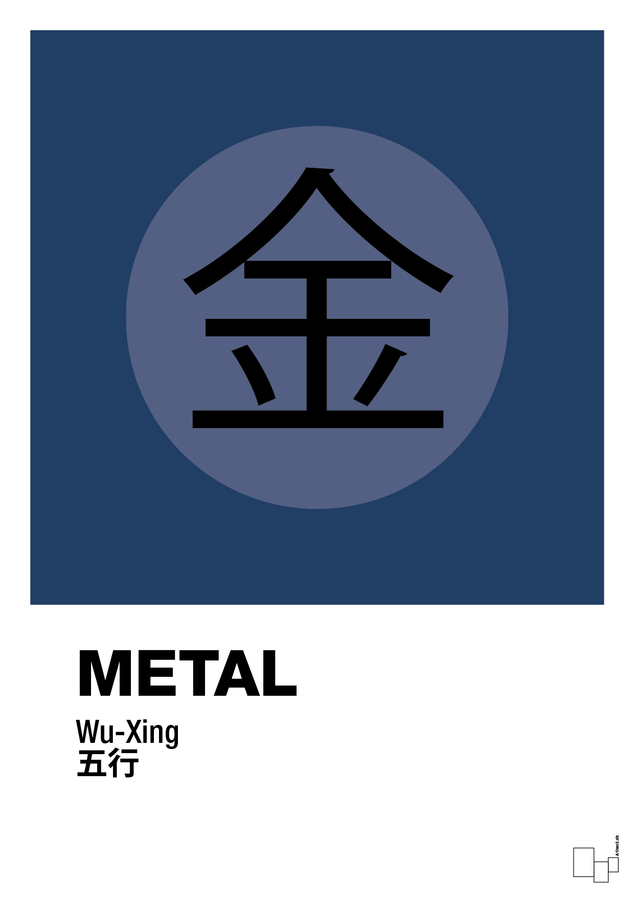 plakat: de fem faser - metal - lapis blue-Alternativ-A1two3