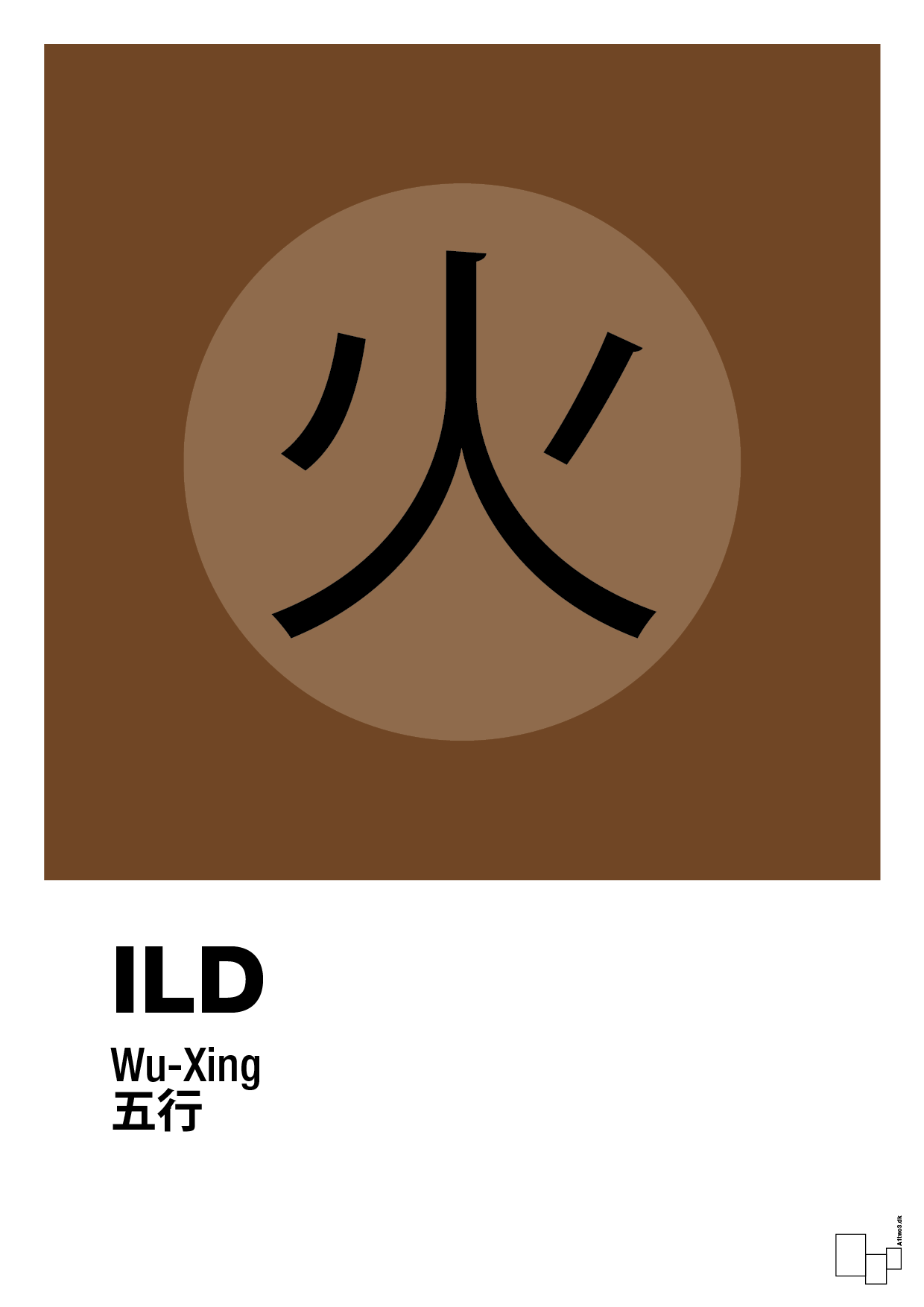 plakat: de fem faser - ild - dark brown-Alternativ-A1two3