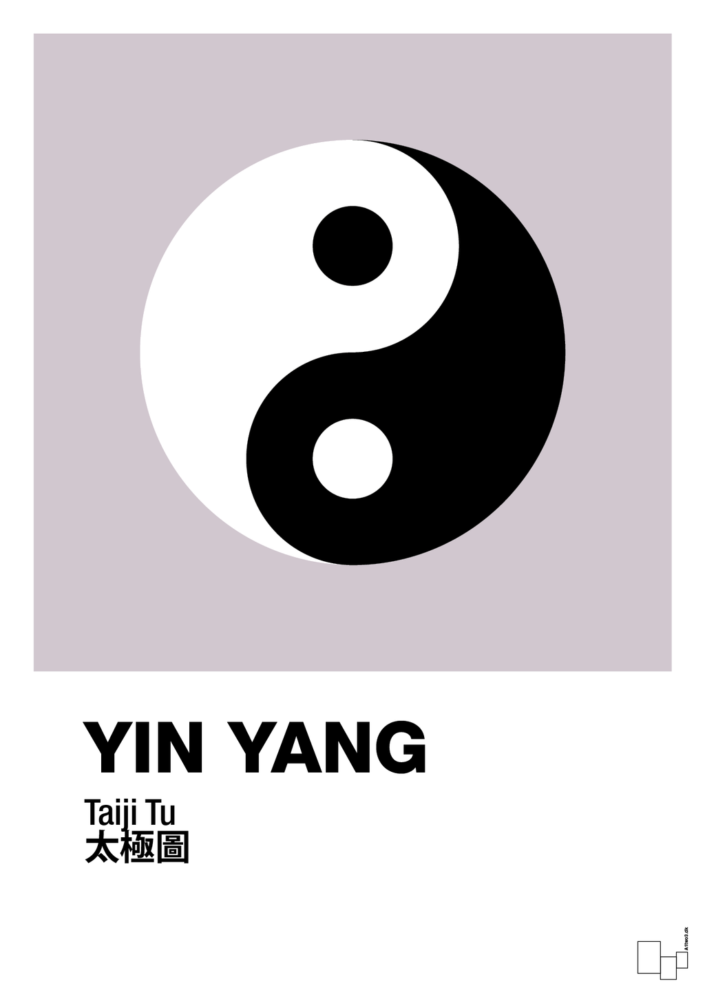 plakat: yin yang - dusty lilac-Alternativ-A1two3