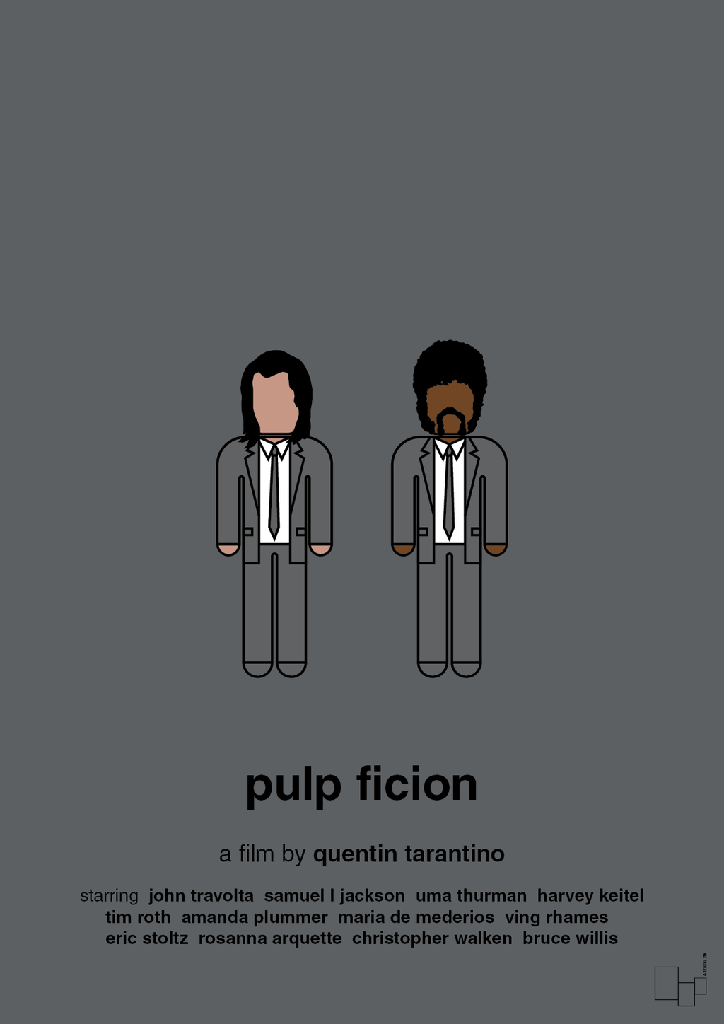 plakat: pulp fiction - graphic charcoal-FIlm-A1two3
