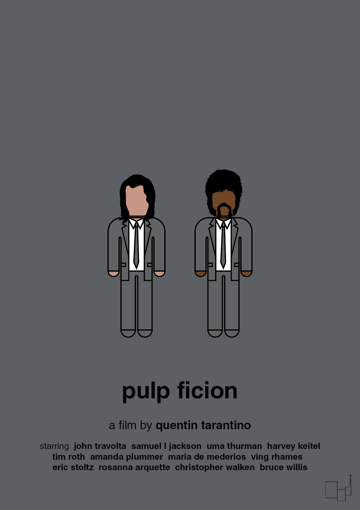 plakat: pulp fiction - graphic charcoal-FIlm-A1two3