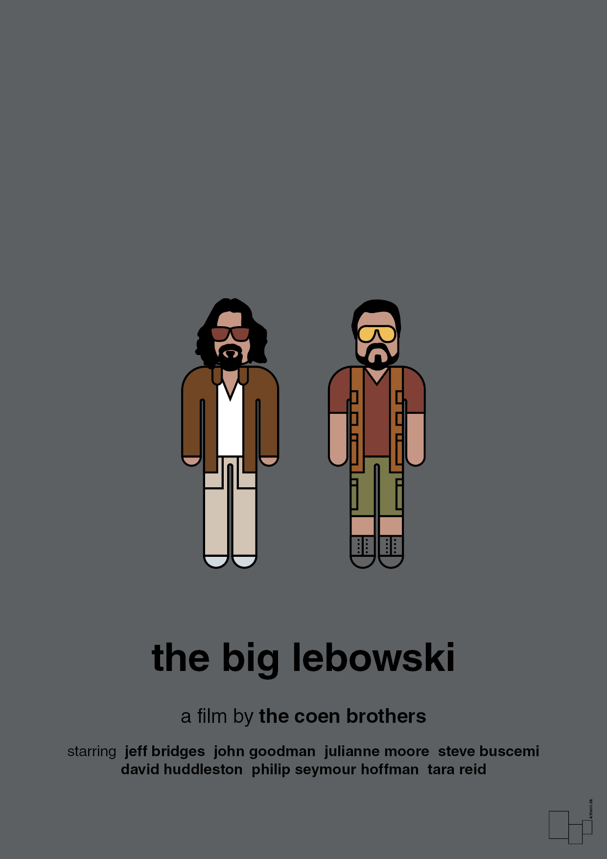 plakat: the big lebowski - graphic charcoal-FIlm-A1two3