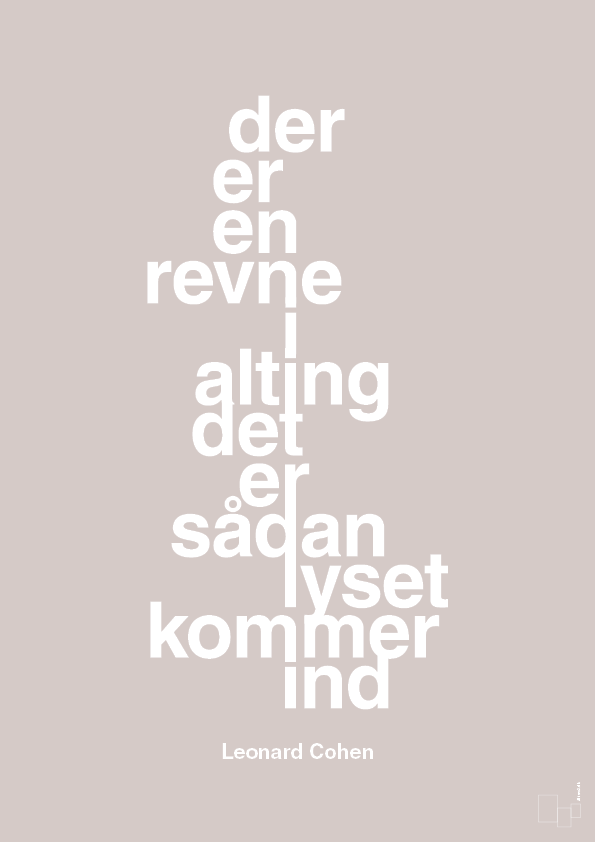 der er en revne i alting det er sådan lyset kommer ind - Plakat med Citater i Broken Beige