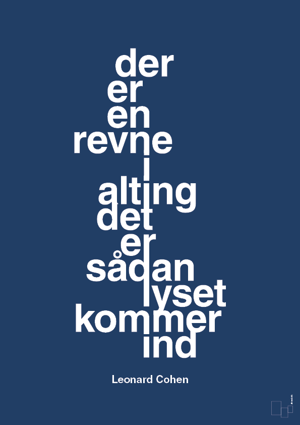 der er en revne i alting det er sådan lyset kommer ind - Plakat med Citater i Lapis Blue