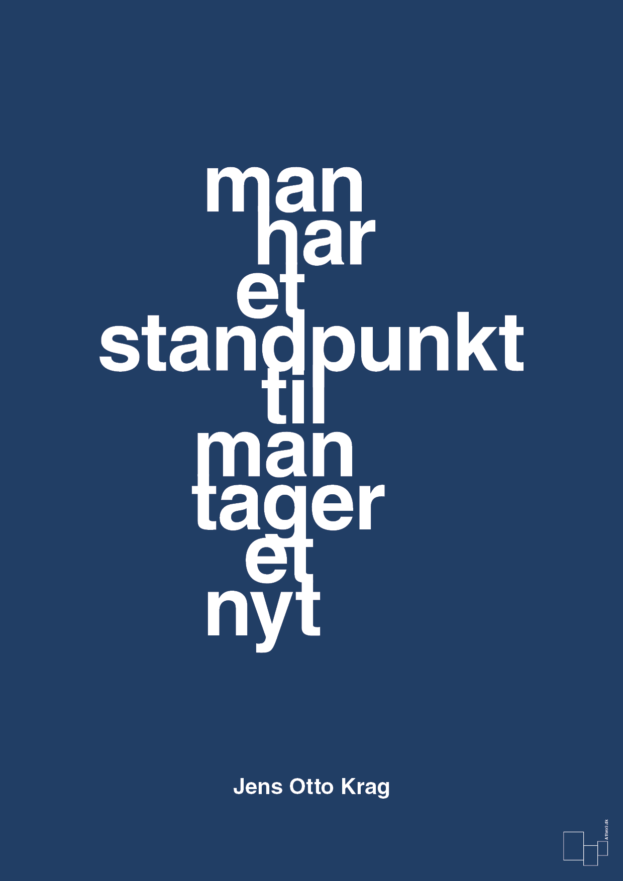 man har et standpunkt til man tager et nyt - Plakat med Citater i Lapis Blue