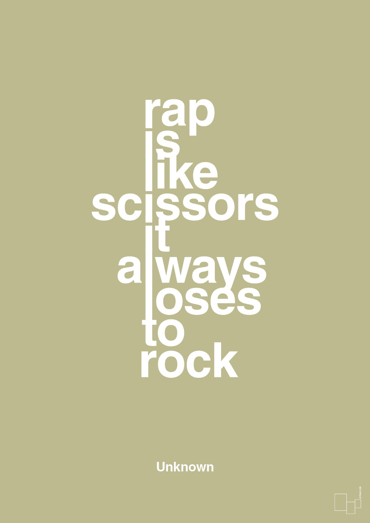 rap is like scissors it always loses to rock - Plakat med Citater i Back to Nature