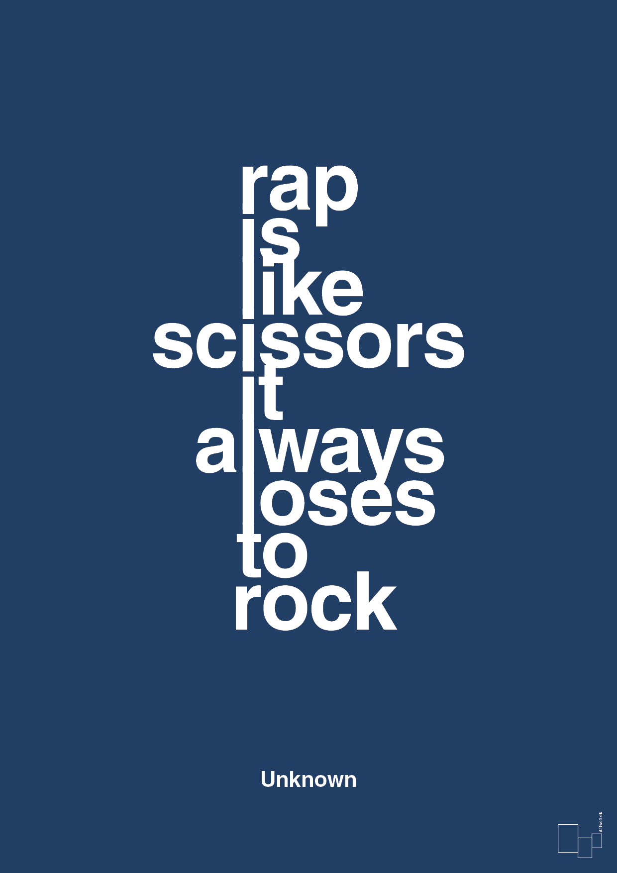rap is like scissors it always loses to rock - Plakat med Citater i Lapis Blue