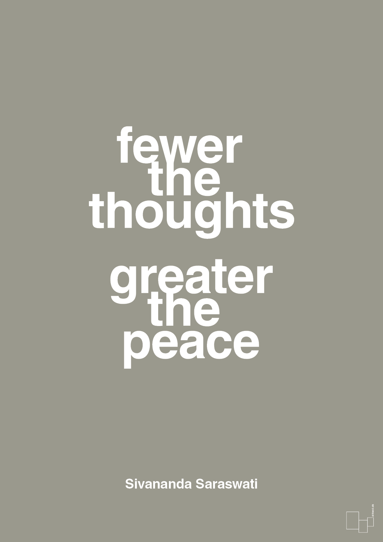 fewer the thoughts greater the peace - Plakat med Citater i Battleship Gray