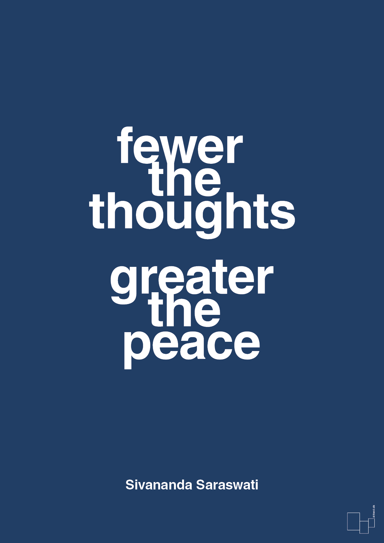 fewer the thoughts greater the peace - Plakat med Citater i Lapis Blue
