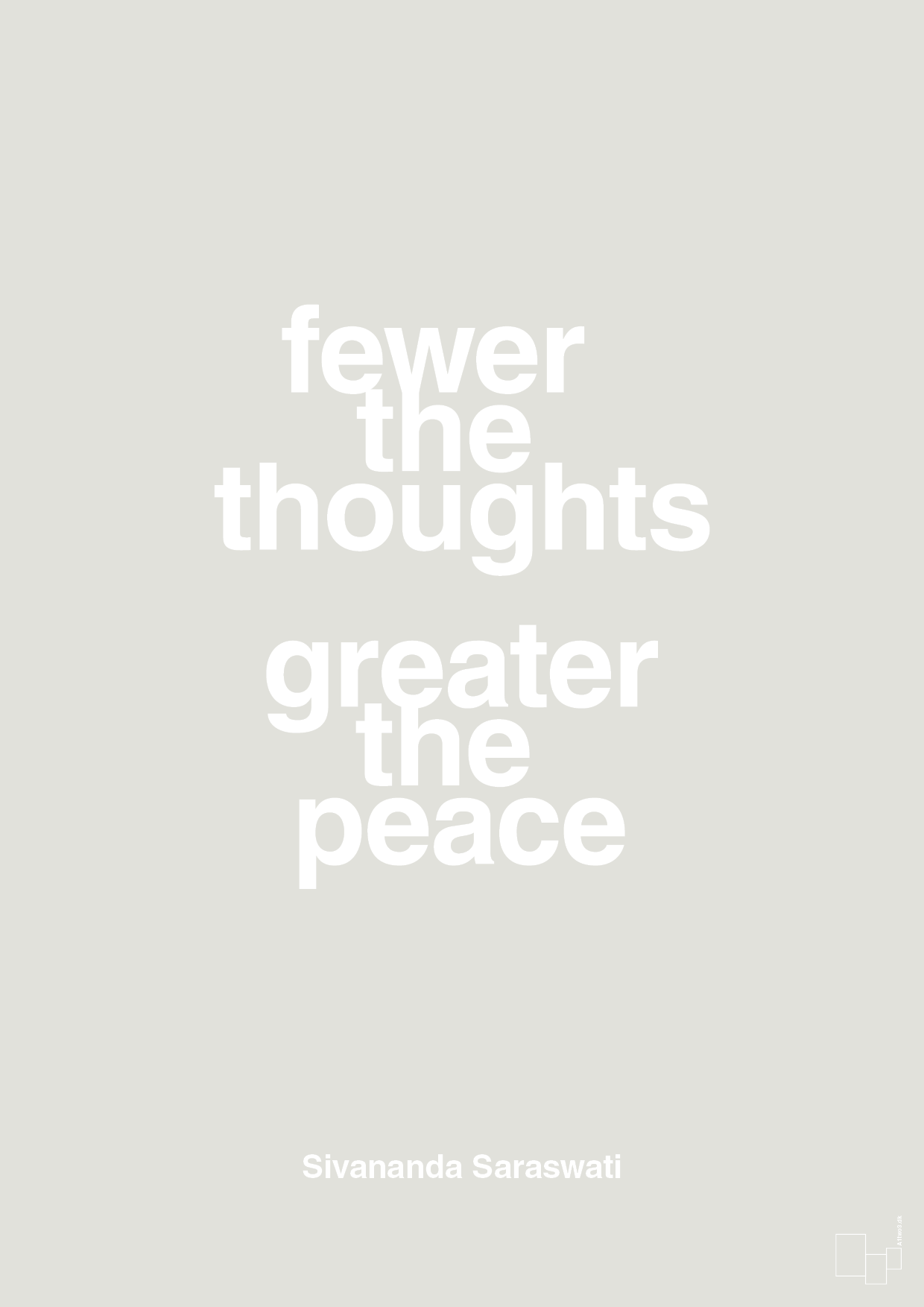 fewer the thoughts greater the peace - Plakat med Citater i Painters White