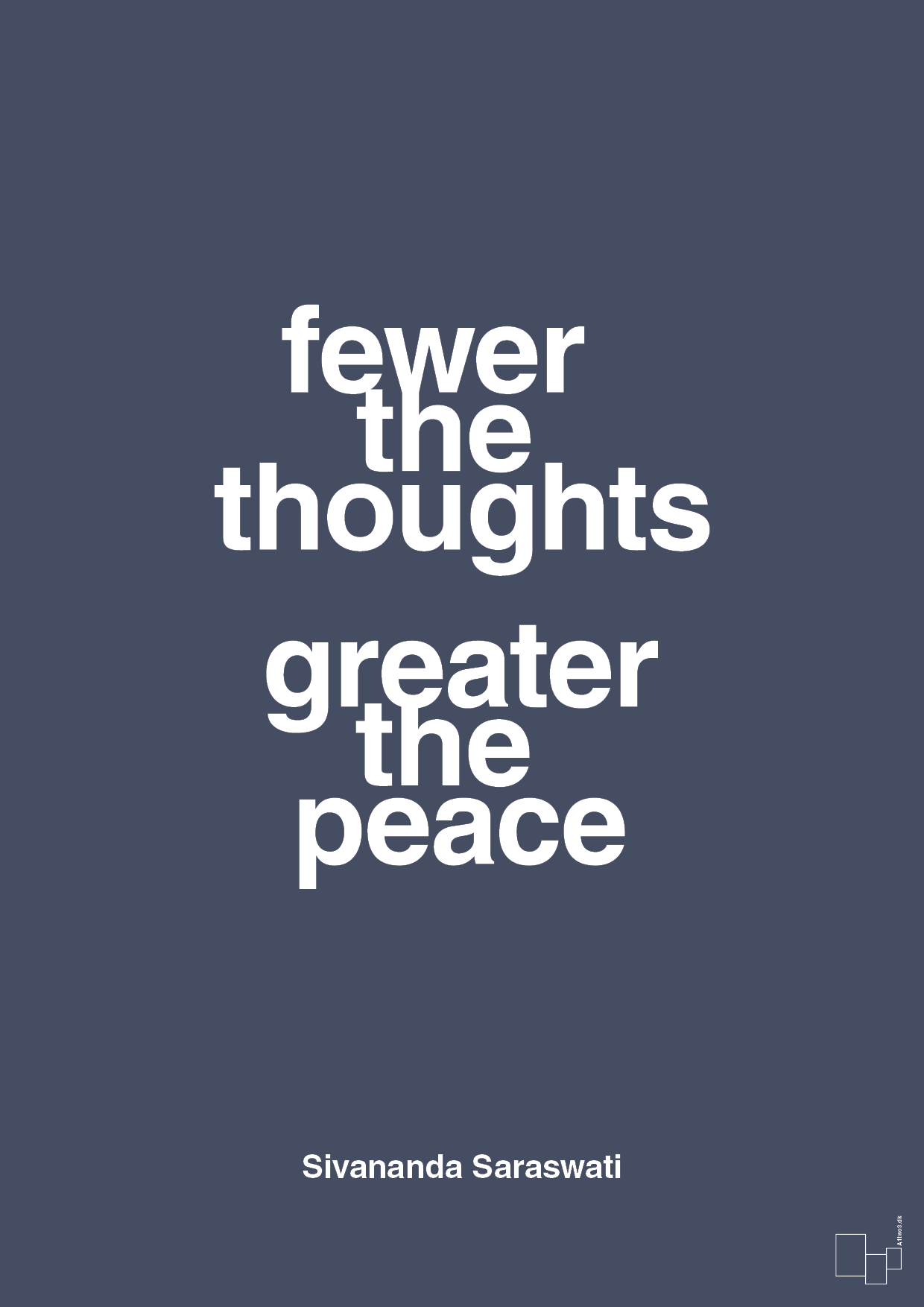 fewer the thoughts greater the peace - Plakat med Citater i Petrol