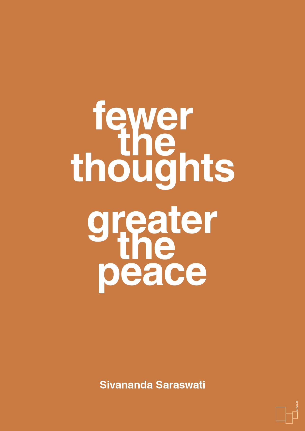 fewer the thoughts greater the peace - Plakat med Citater i Rumba Orange