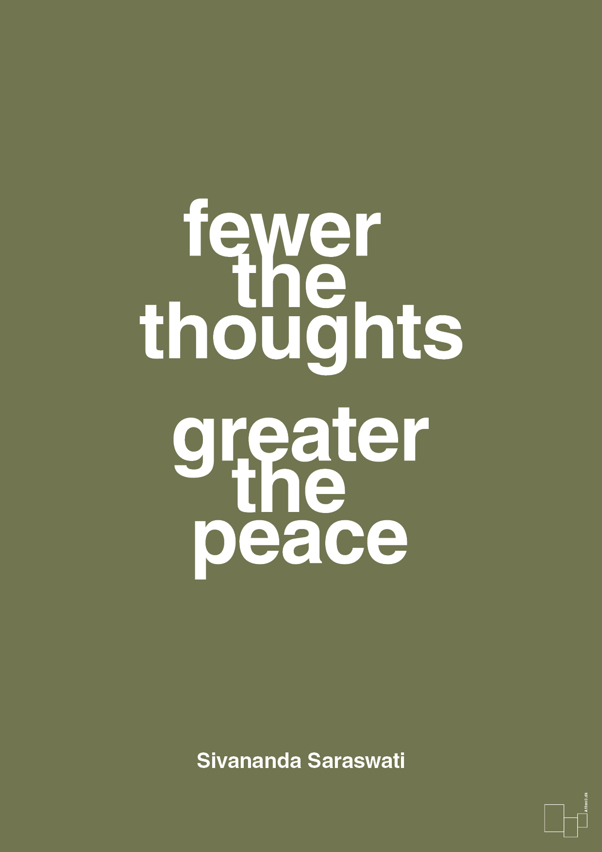 fewer the thoughts greater the peace - Plakat med Citater i Secret Meadow