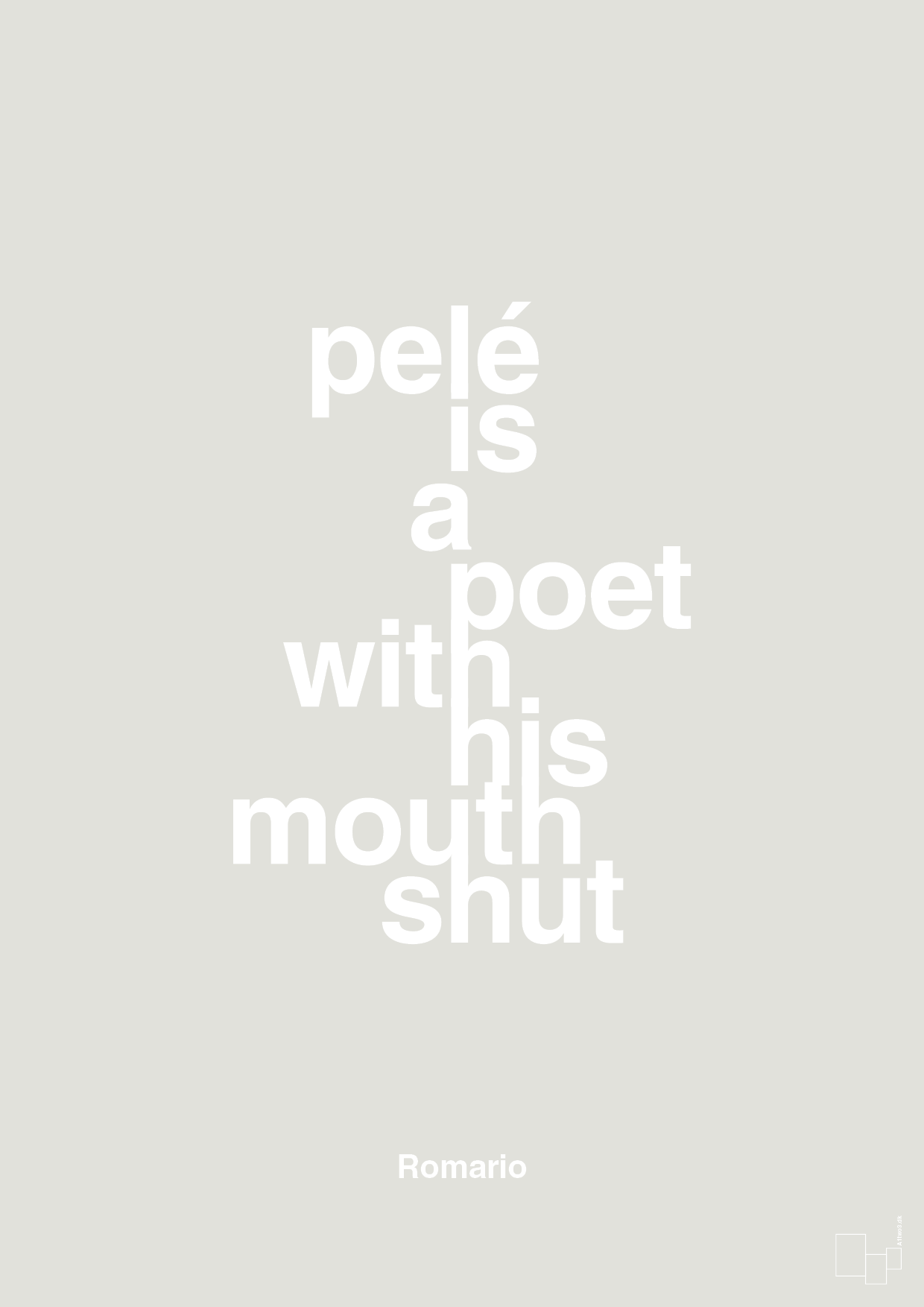 pelé is a poet with his mouth shut - Plakat med Citater i Painters White