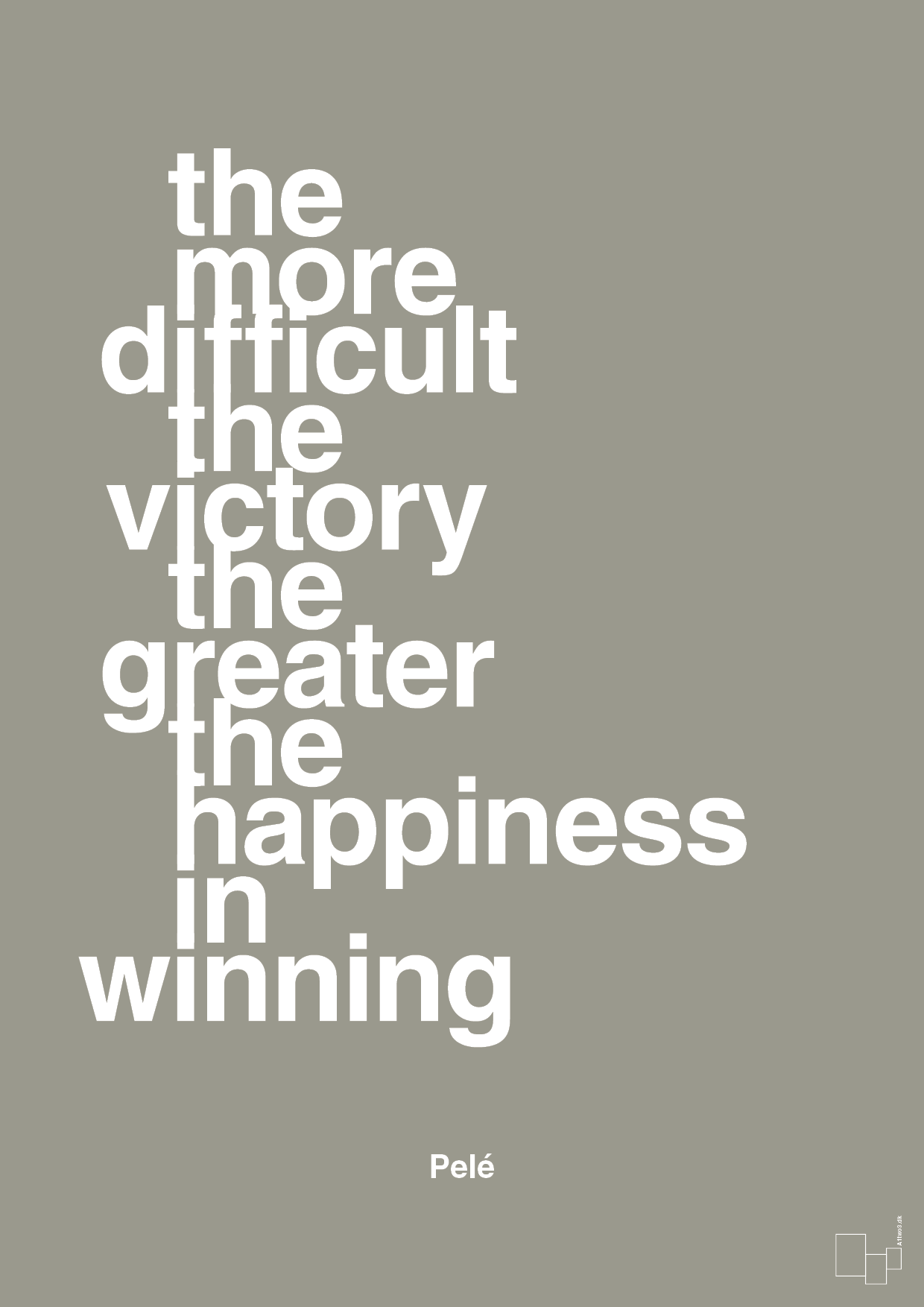 the more difficult the victory the greater the happiness in winning - Plakat med Citater i Battleship Gray