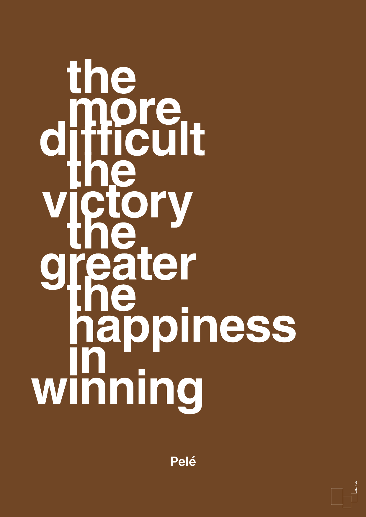the more difficult the victory the greater the happiness in winning - Plakat med Citater i Dark Brown