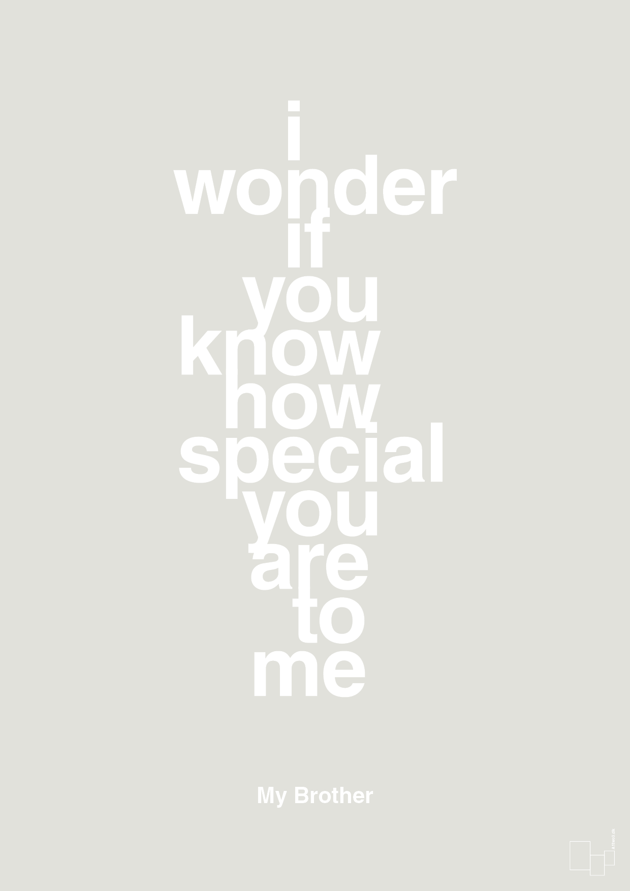 my brother - i wonder if you know how special you are to me - Plakat med Citater i Painters White