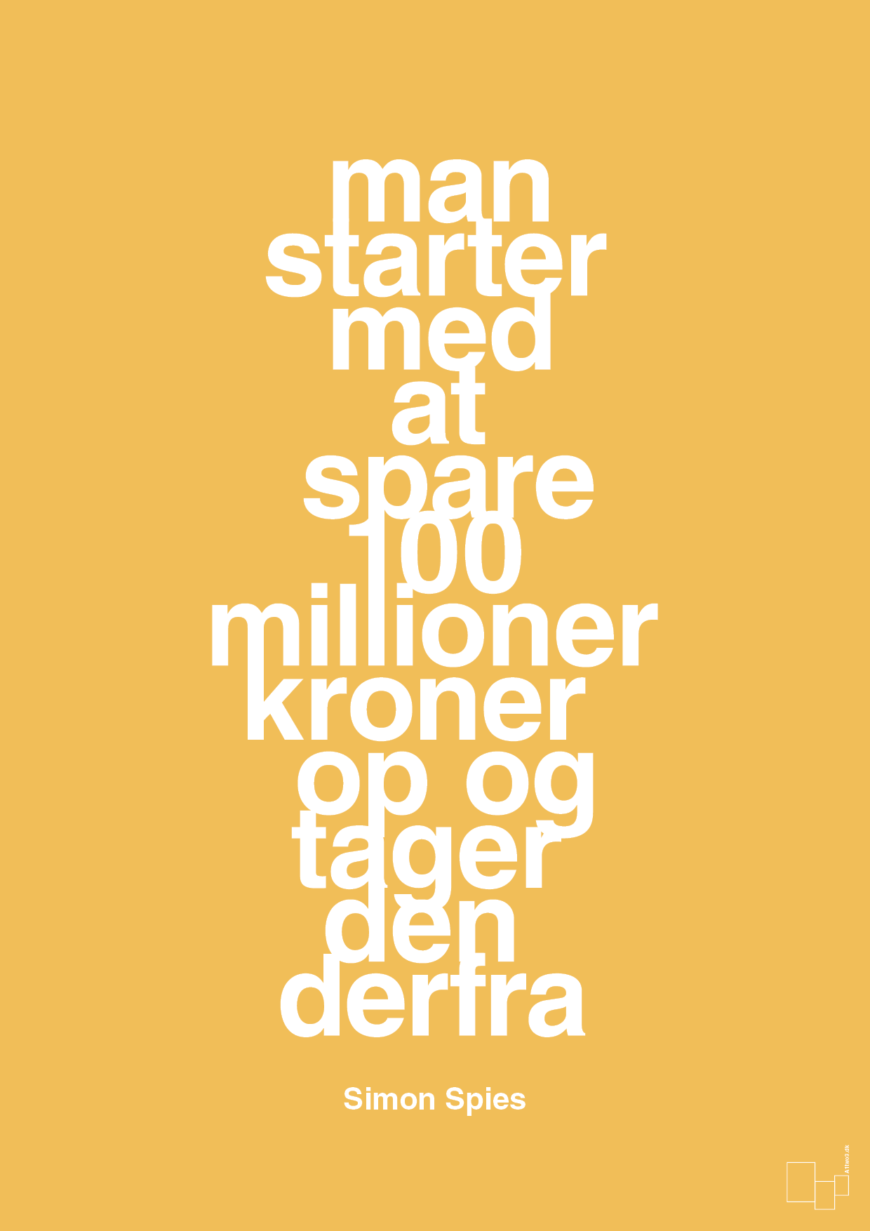 man starter med at spare 100 millioner kroner op og tager den derfra - Plakat med Citater i Honeycomb