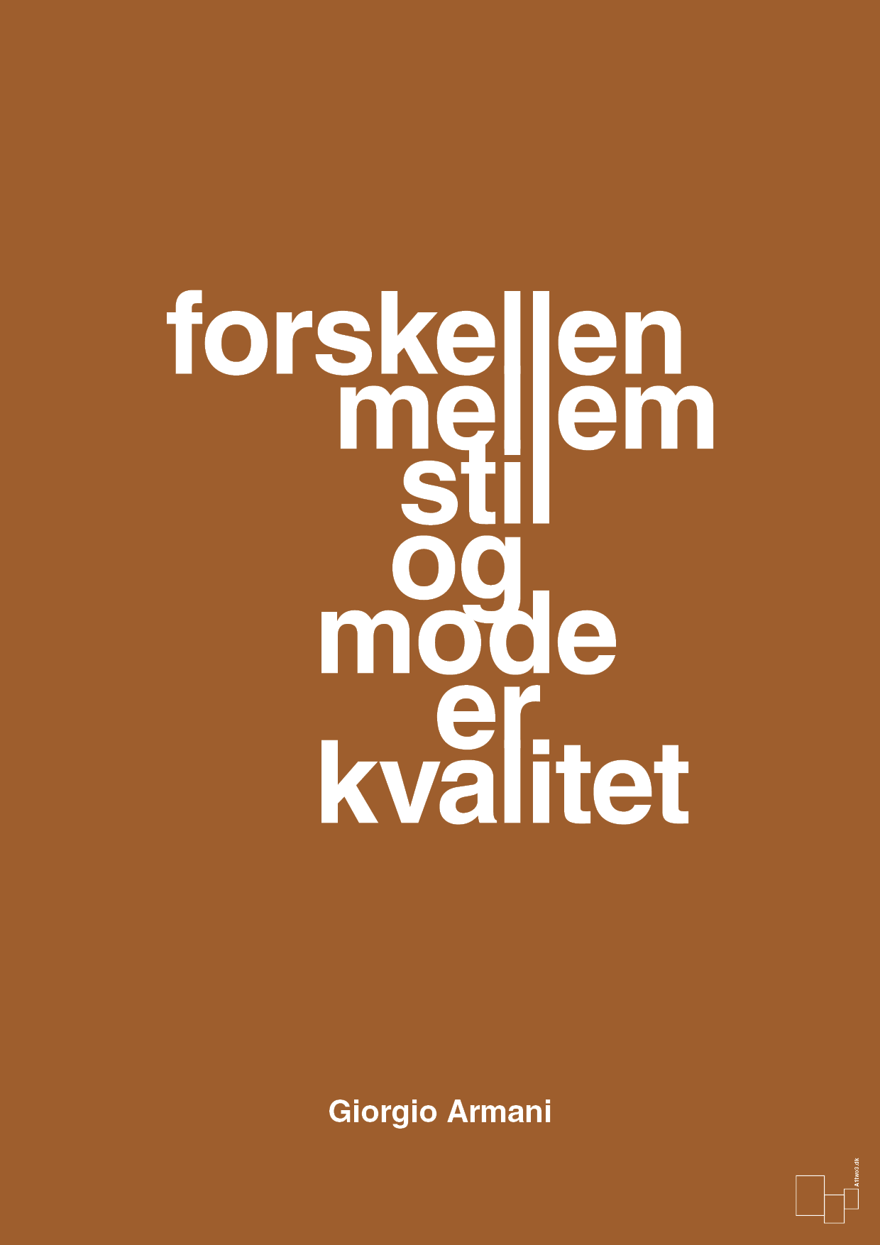 forskellen mellem stil og mode er kvalitet - Plakat med Citater i Cognac