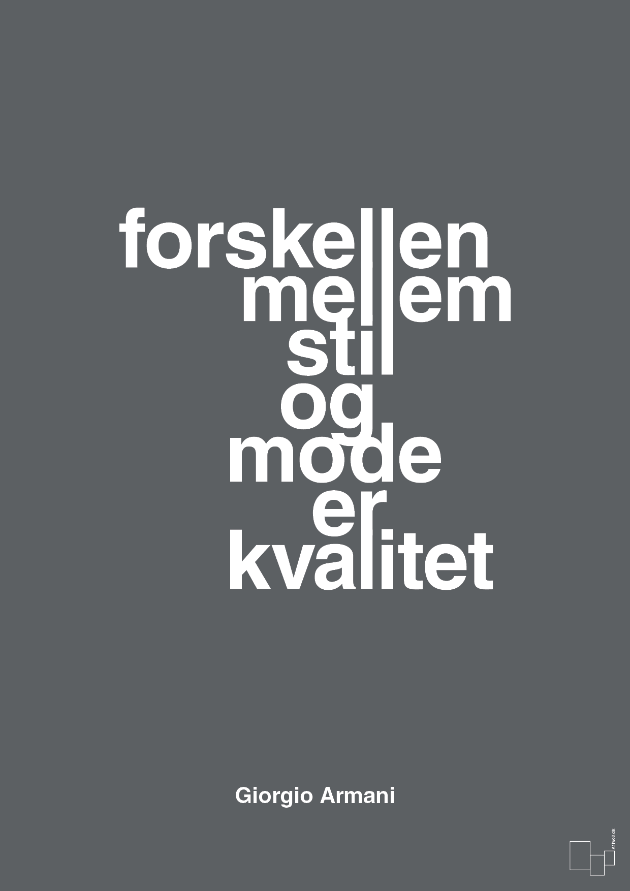 forskellen mellem stil og mode er kvalitet - Plakat med Citater i Graphic Charcoal