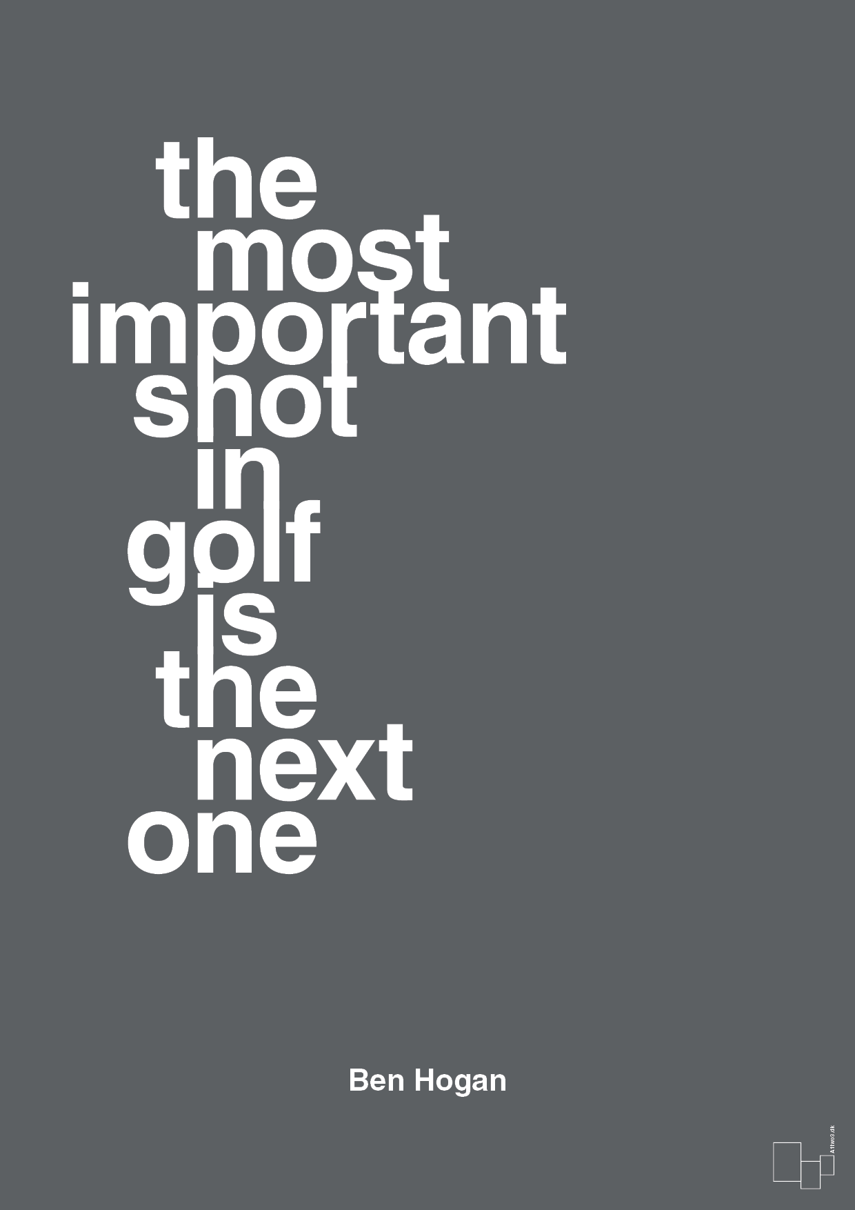the most important shot in golf is the next one - Plakat med Citater i Graphic Charcoal
