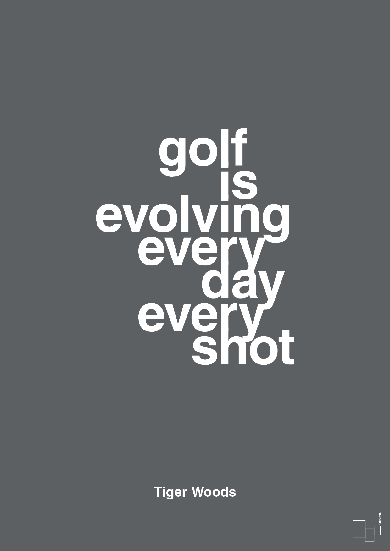 golf is evolving every day every shot - Plakat med Citater i Graphic Charcoal