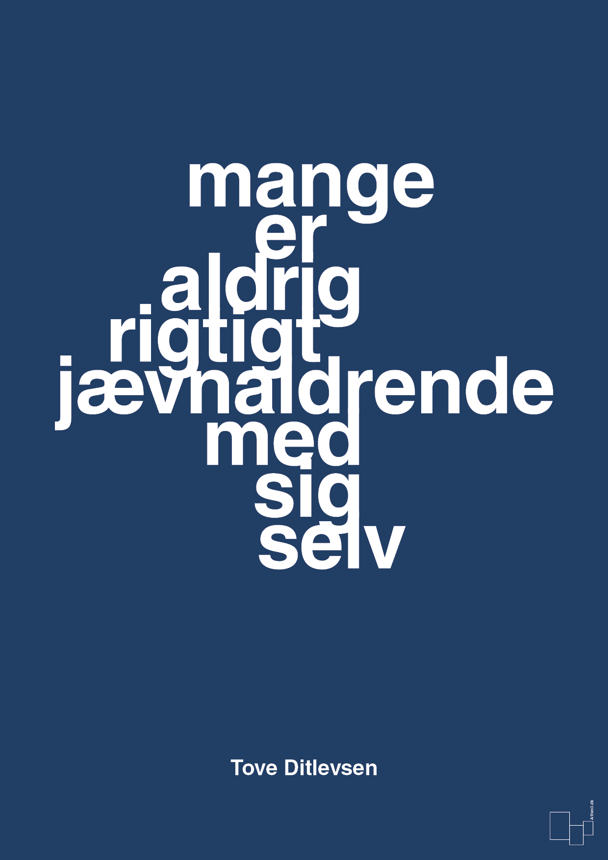 mange er aldrig rigtigt jævnaldrende med sig selv - Plakat med Citater i Lapis Blue