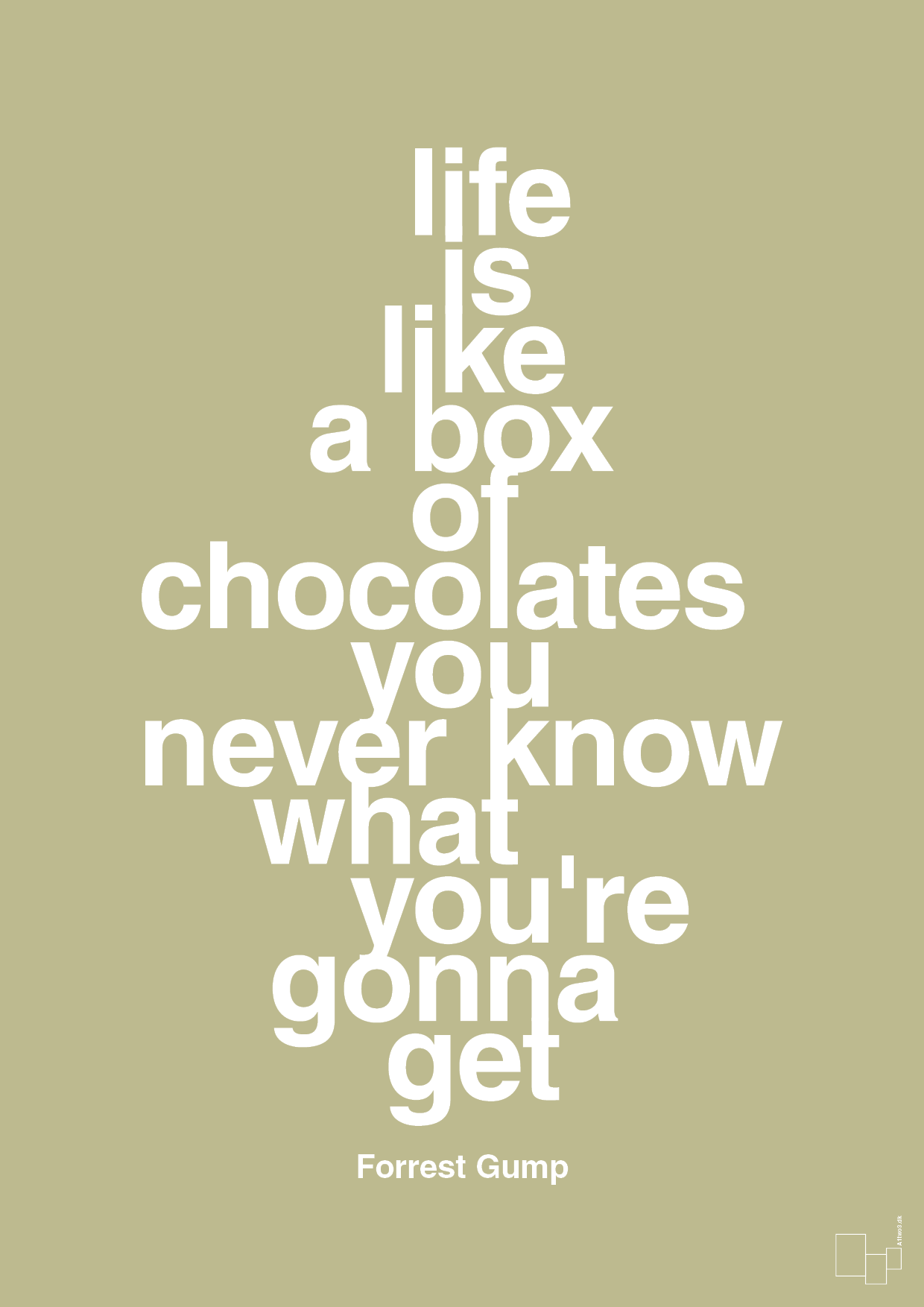 life is like a box of chocolates you never know what you're gonna get - Plakat med Citater i Back to Nature