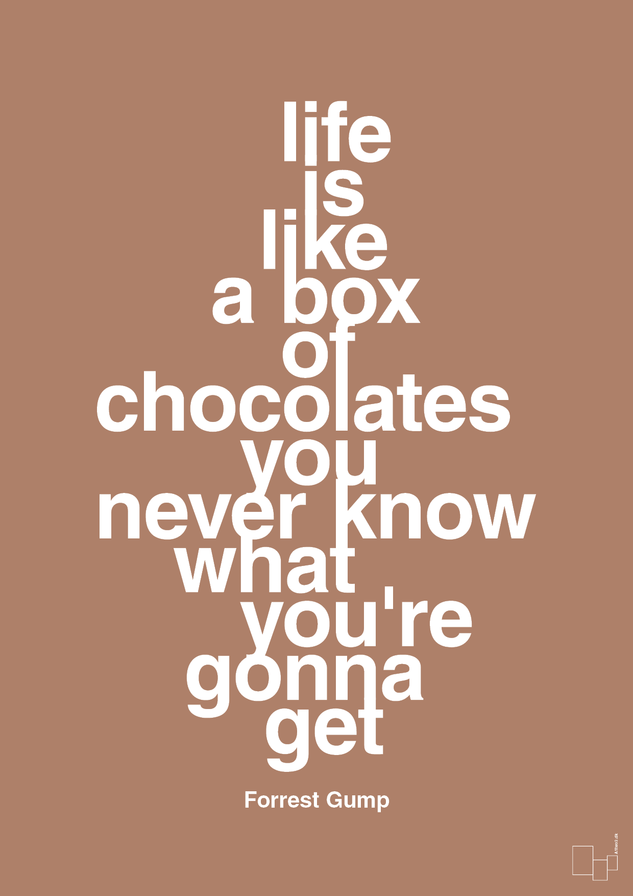 life is like a box of chocolates you never know what you're gonna get - Plakat med Citater i Cider Spice