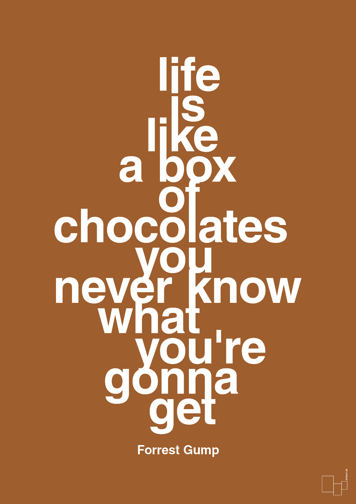 life is like a box of chocolates you never know what you're gonna get - Plakat med Citater i Cognac