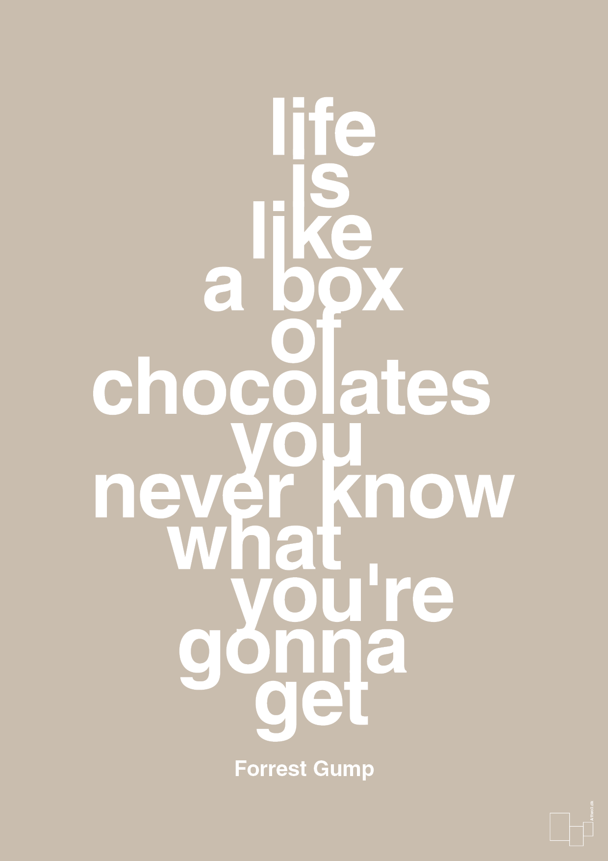 life is like a box of chocolates you never know what you're gonna get - Plakat med Citater i Creamy Mushroom