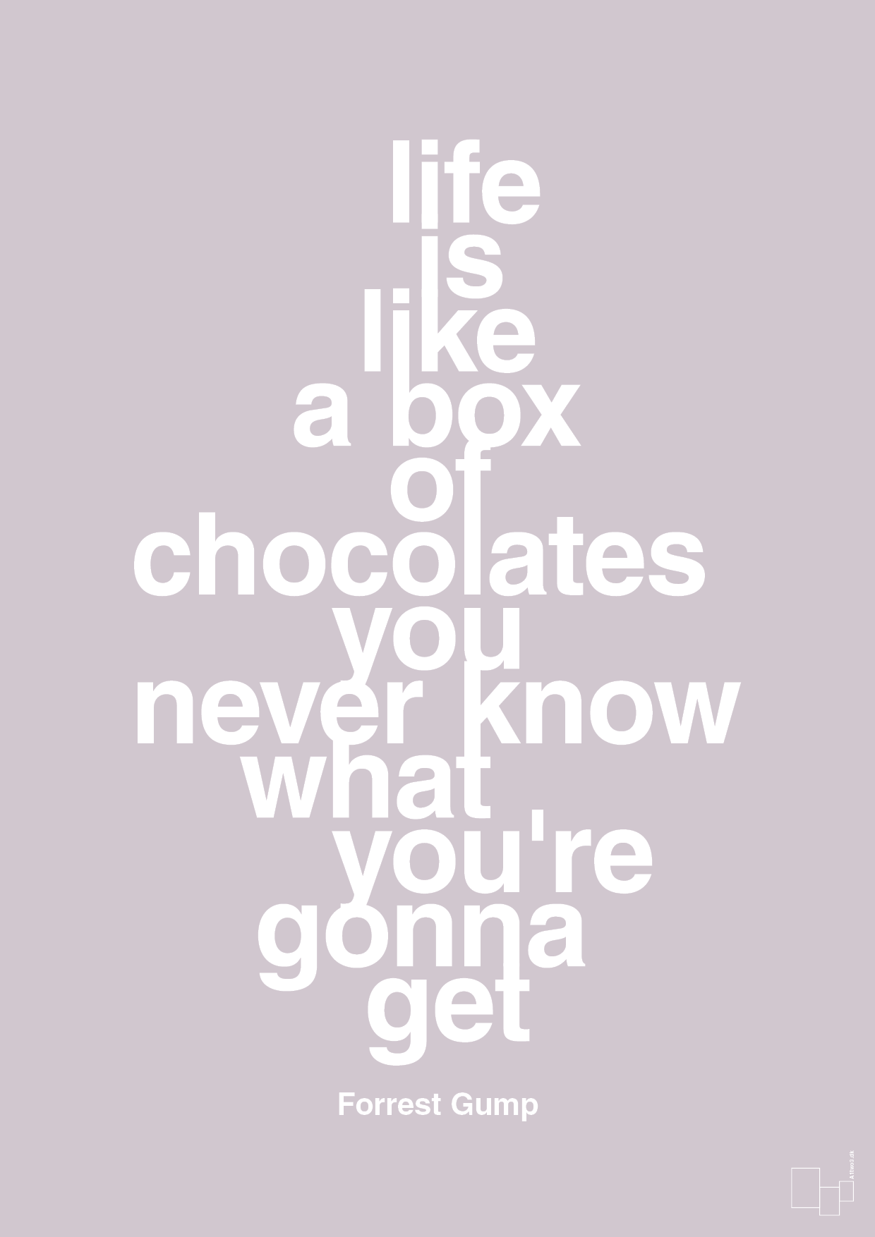 life is like a box of chocolates you never know what you're gonna get - Plakat med Citater i Dusty Lilac