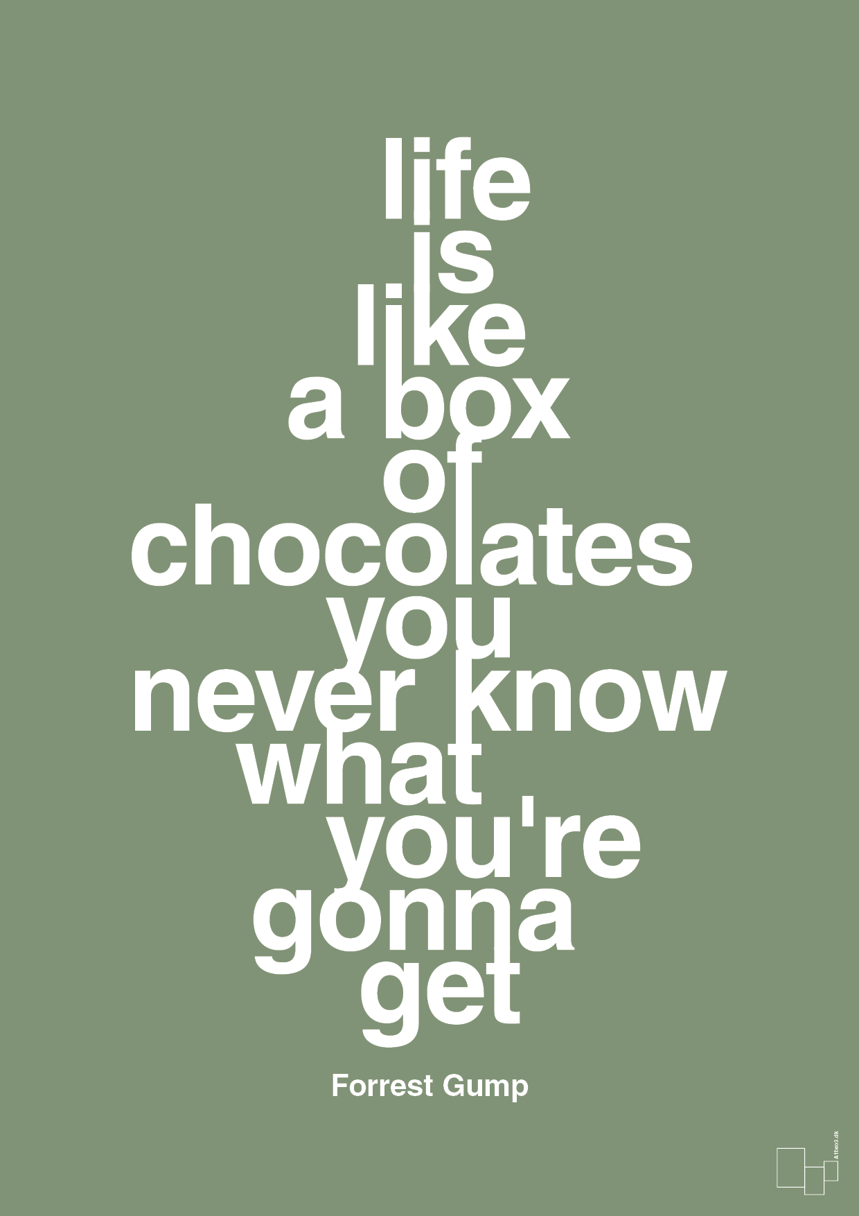 life is like a box of chocolates you never know what you're gonna get - Plakat med Citater i Jade