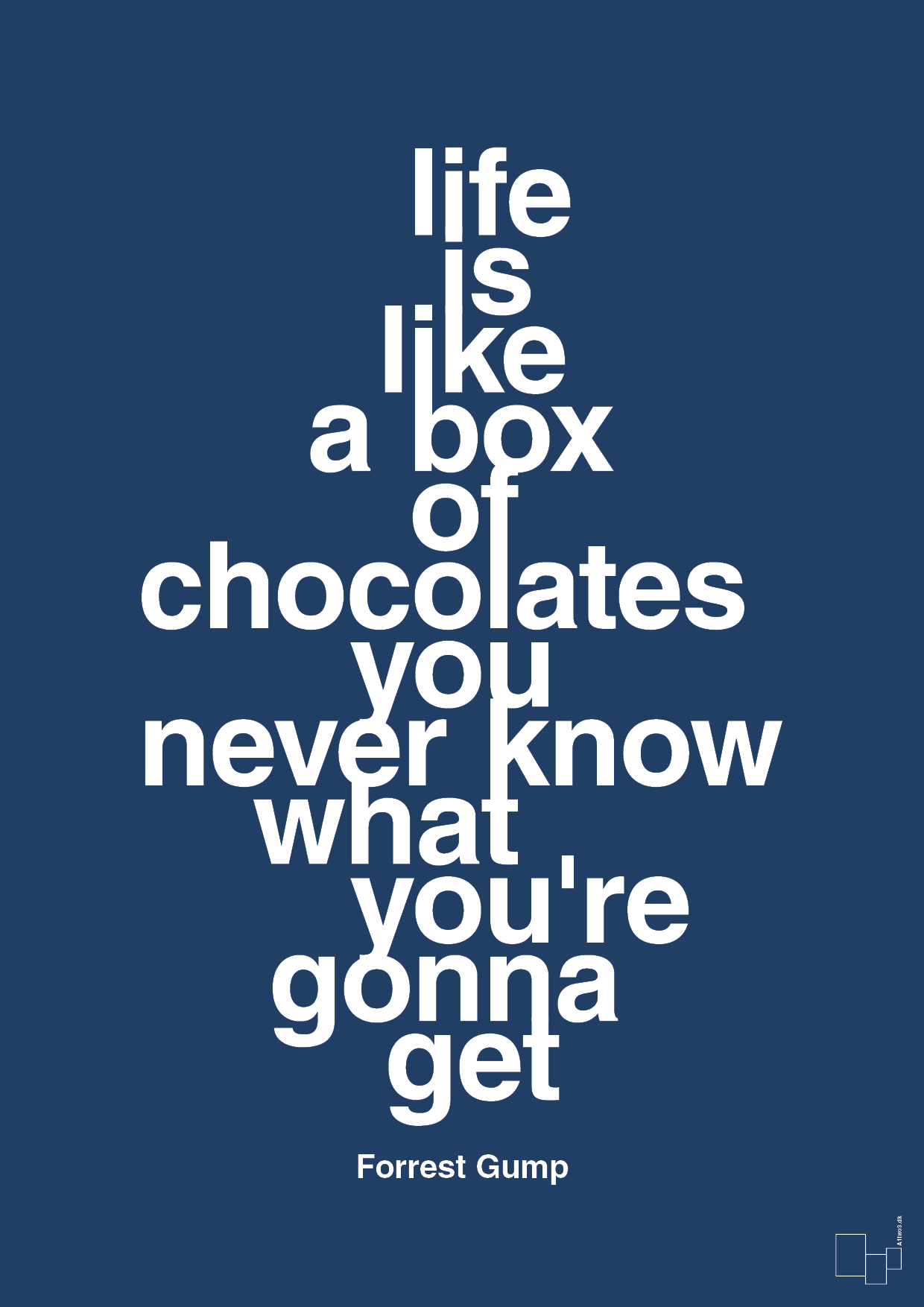 life is like a box of chocolates you never know what you're gonna get - Plakat med Citater i Lapis Blue