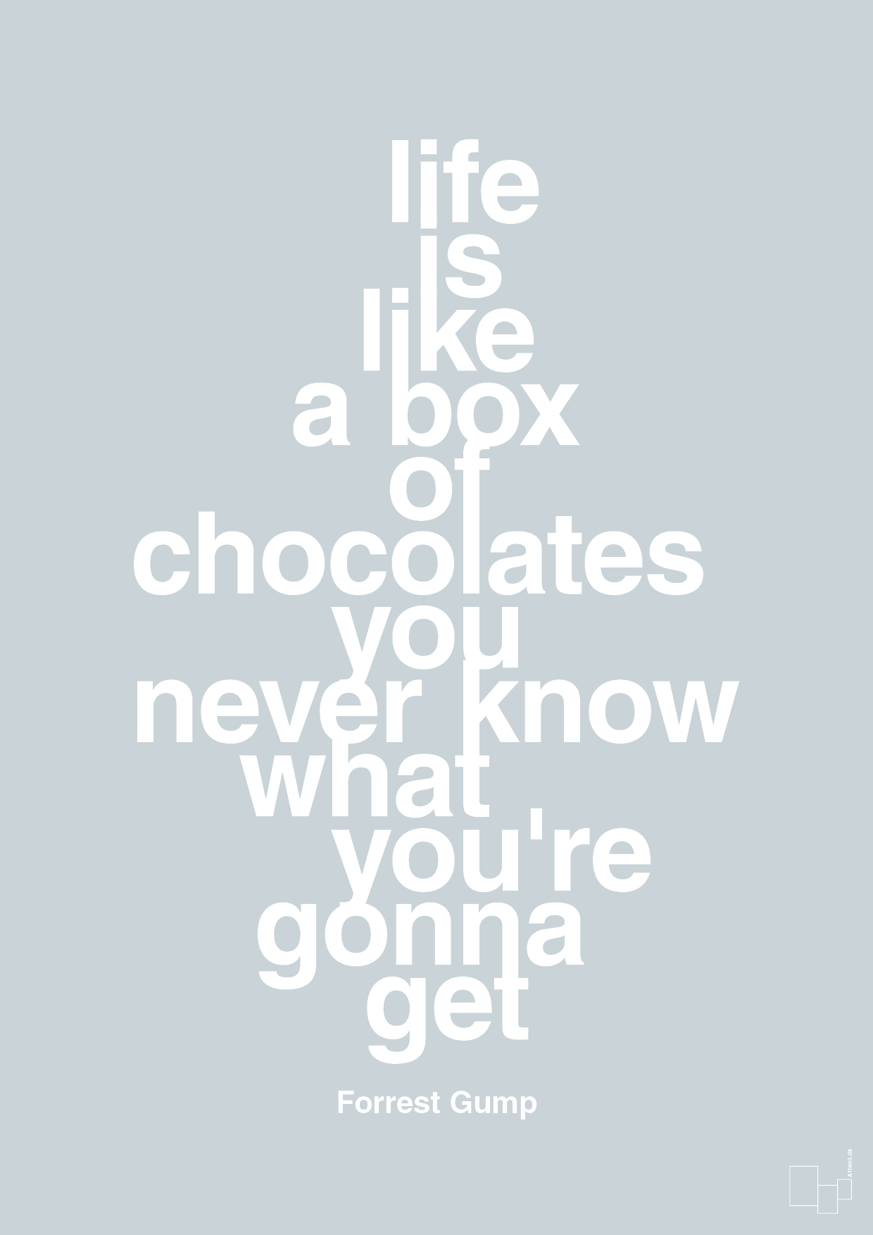 life is like a box of chocolates you never know what you're gonna get - Plakat med Citater i Light Drizzle