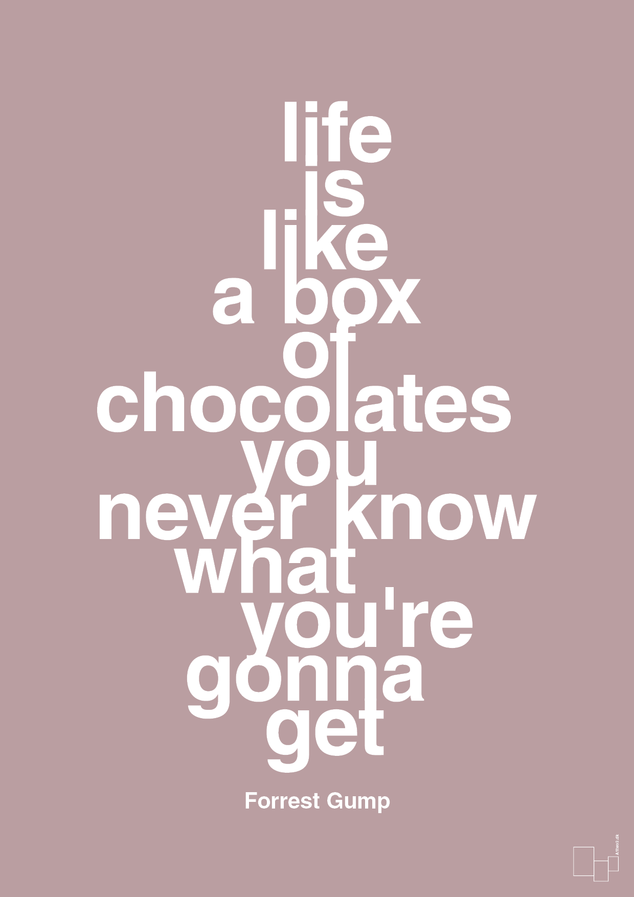 life is like a box of chocolates you never know what you're gonna get - Plakat med Citater i Light Rose